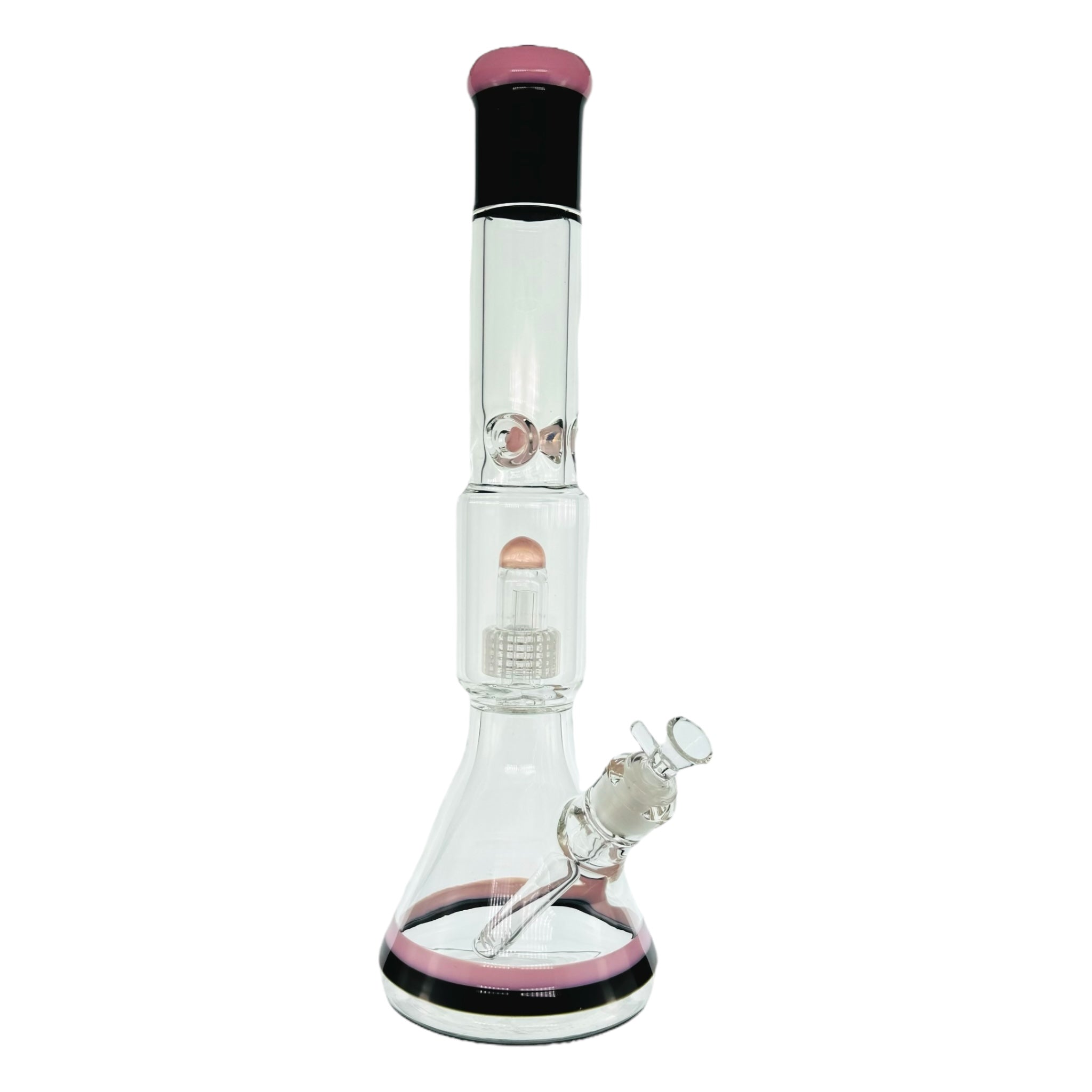 Extra Thick 17 Inch Pink And Black Bong With Multi Slit Disc Perc