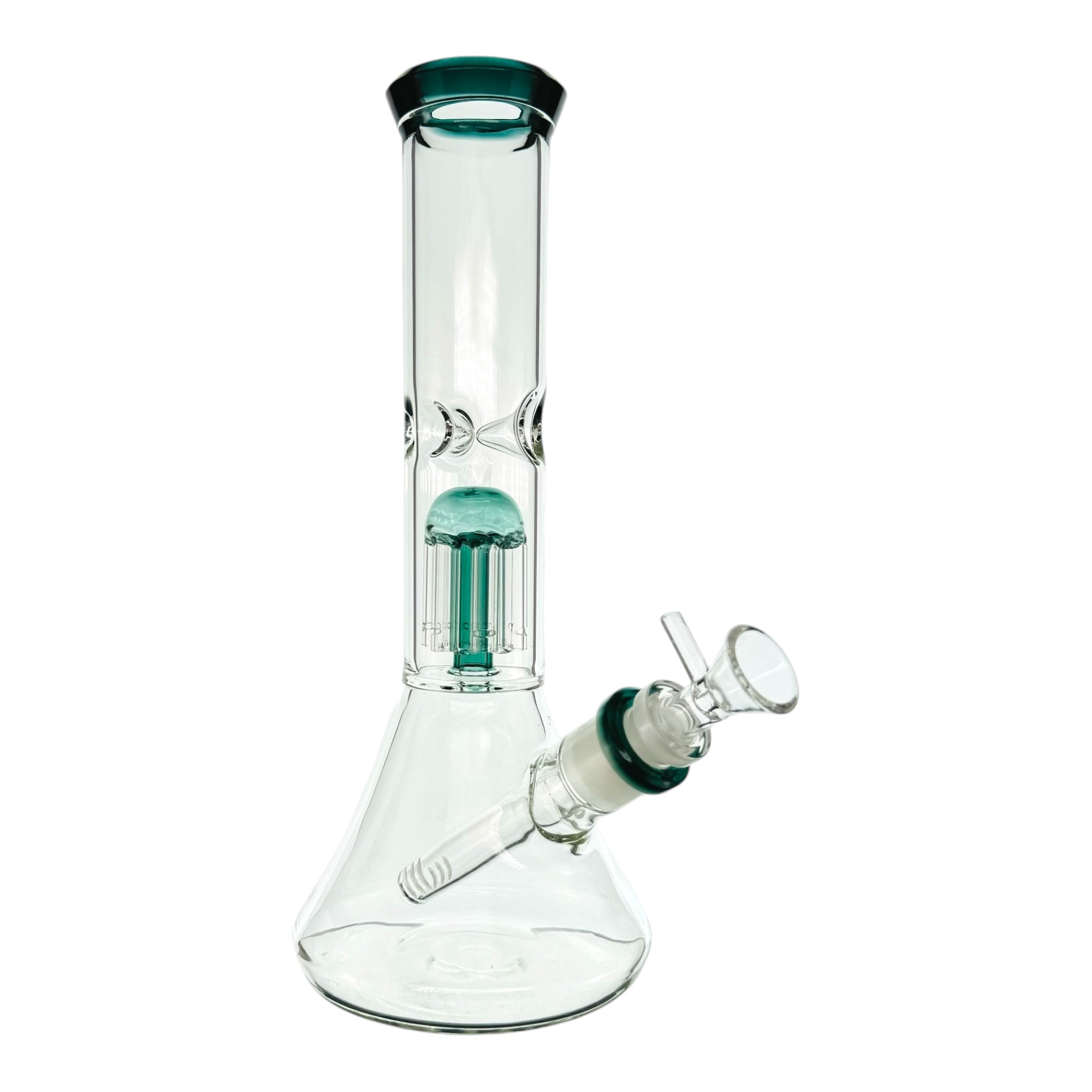 Clear Beaker Bong With Lake Green Tree Perc And Mouthpiece