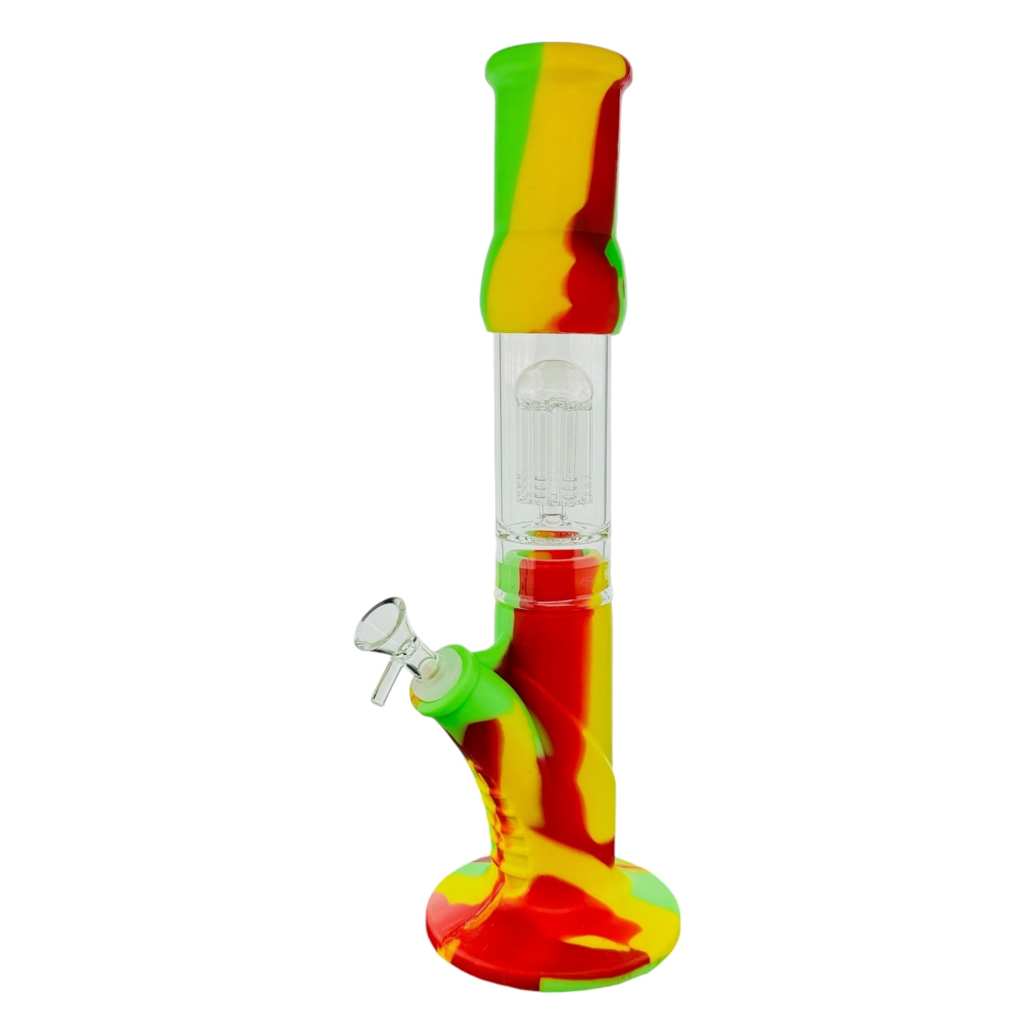 Rasta Silicone Straight Tube With Glass Tree Perc 14 Inches