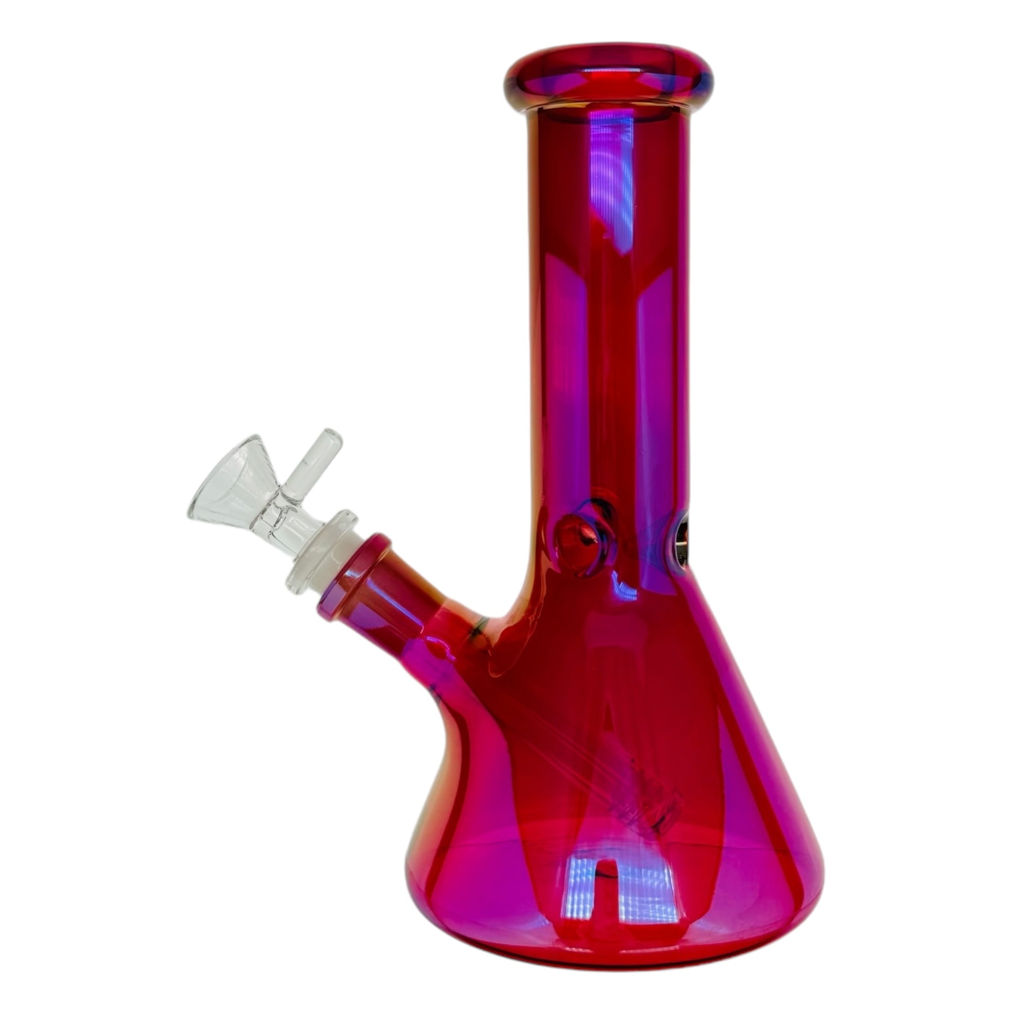 8 Inch Cherry Red Metallic Beaker Bong