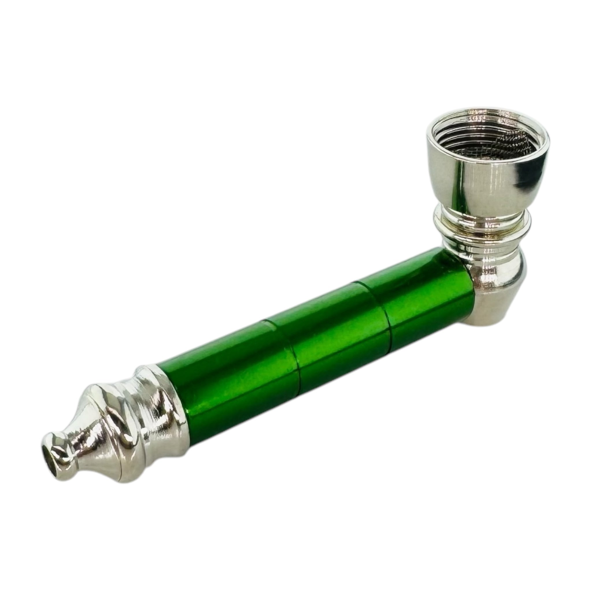 Silver & Green Basic Aluminum Metal Cannabis smoking Pipe With Small Chamber