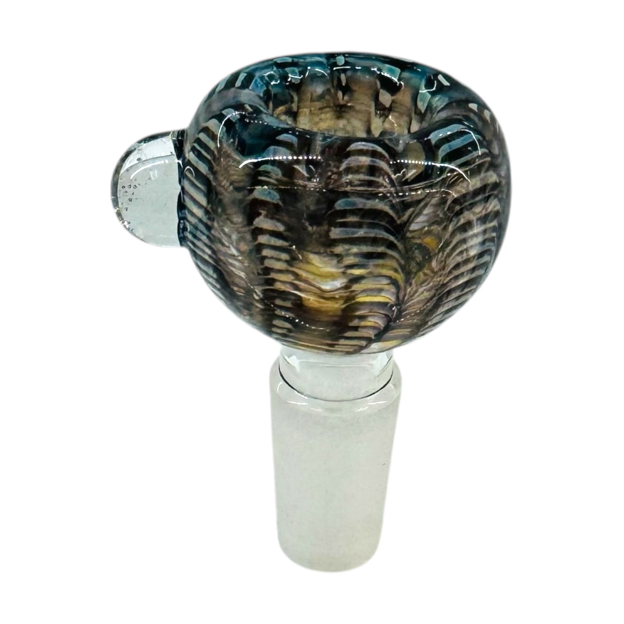 14mm Flower Bowl - Basic Bubble Bong Bowl Piece With Wrap And Rake Twirl - Black