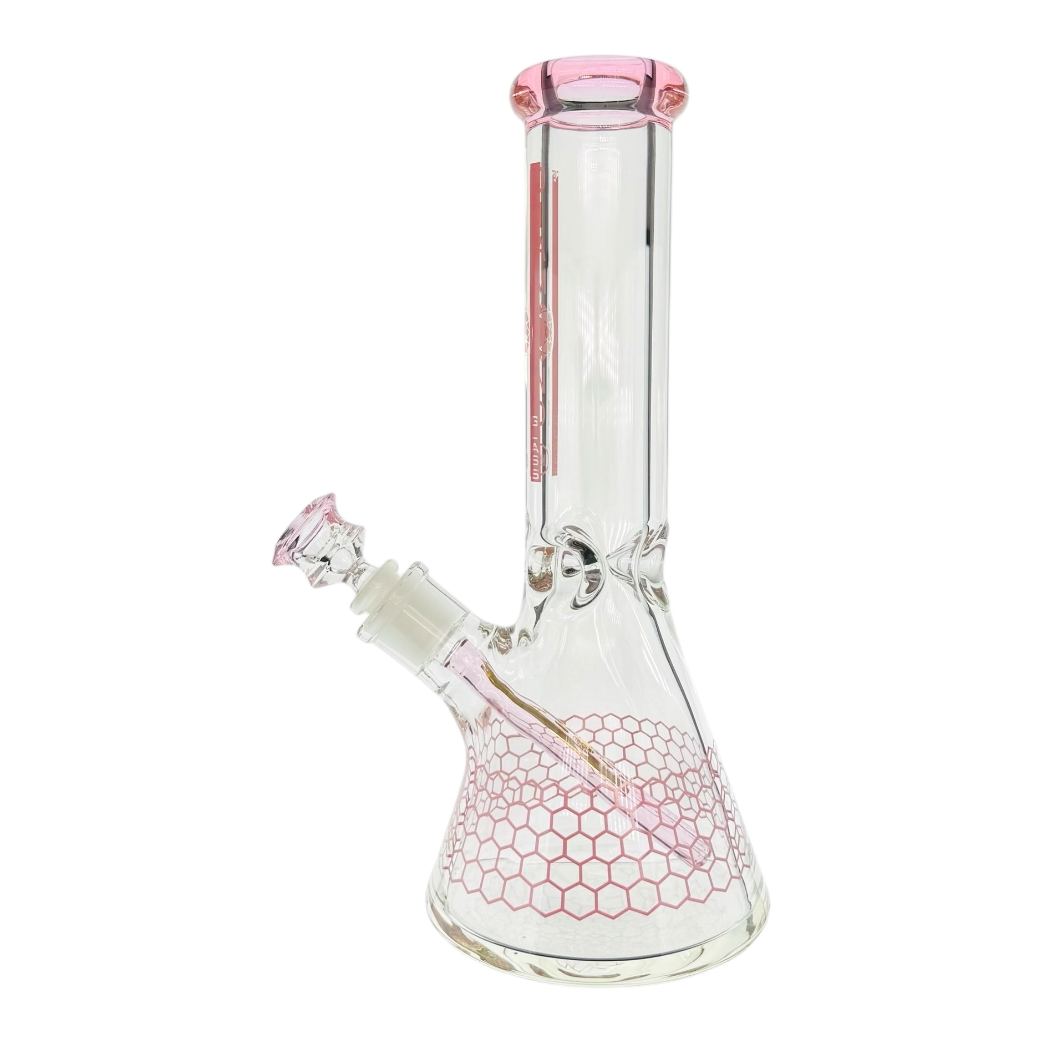 Diamond Glass - 12 Inch Beaker With Pink Honeycomb 9mm Thick Glass