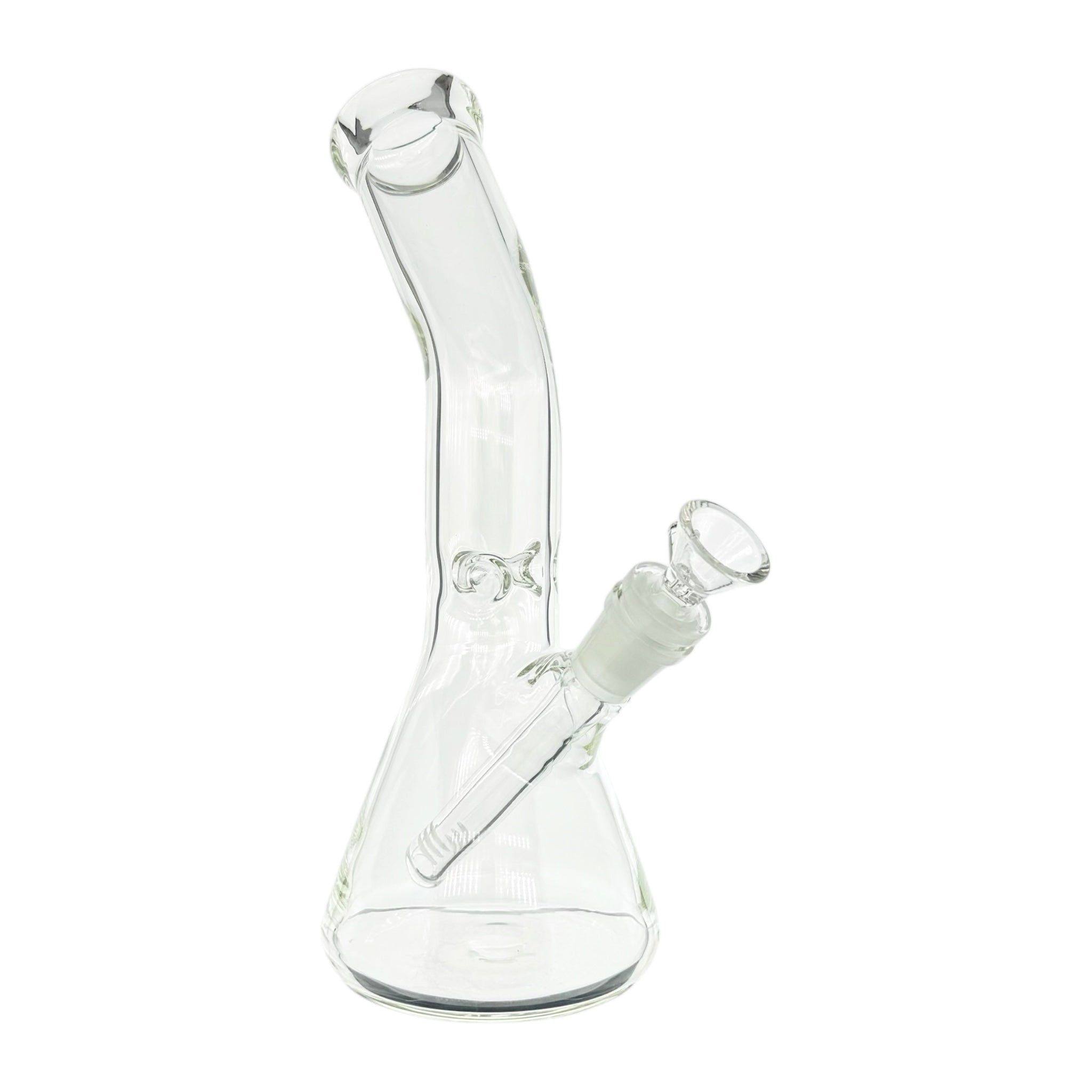 Clear Beaker Glass Bong With Bent Neck 10 Inch