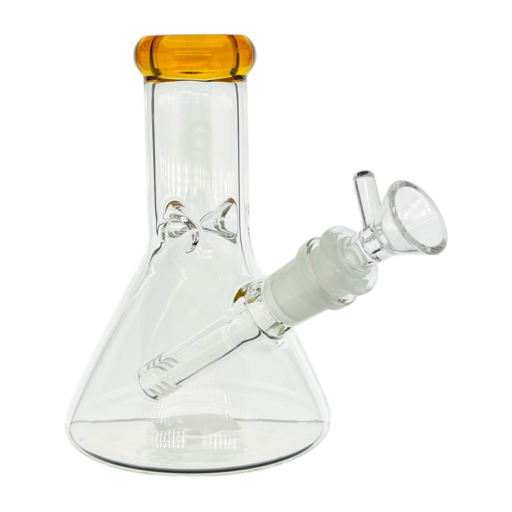 6 Inch Clear Beaker Bong With Amber Brown Color Lip