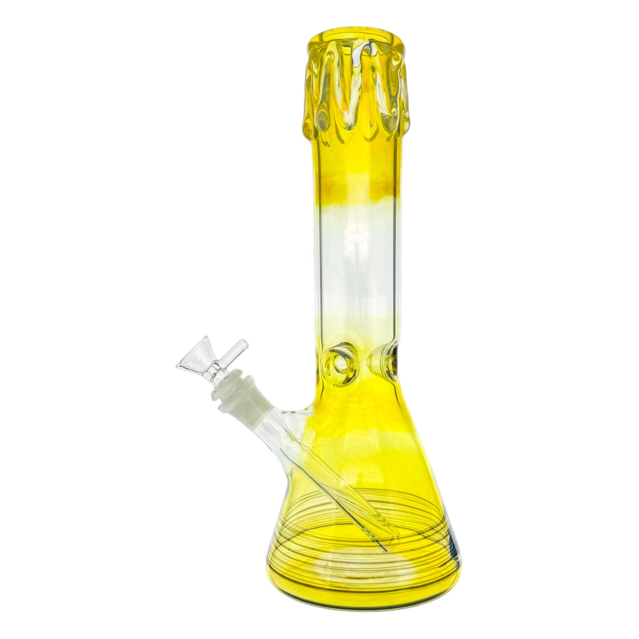 Fumed 12 Inch Beaker Base Bong With Color Spiral Wrap Base