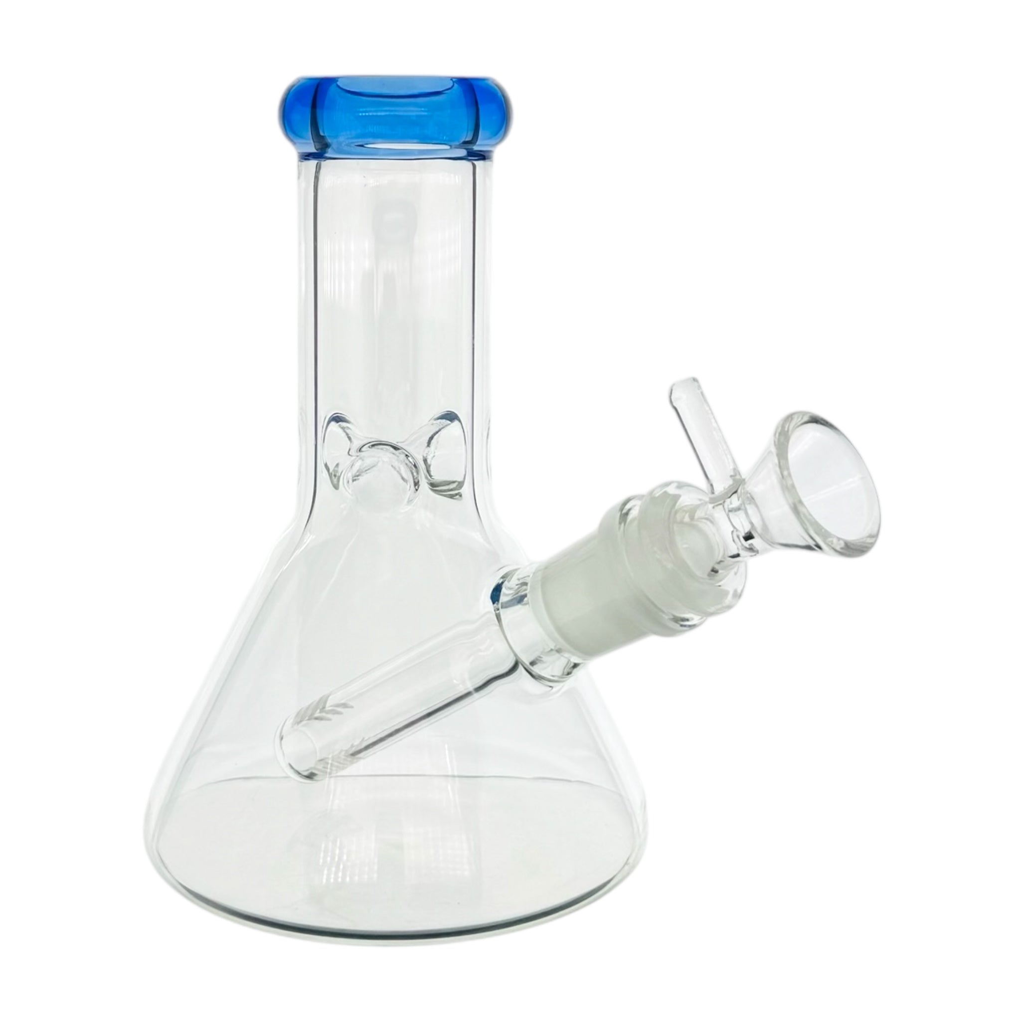 6 Inch Clear Beaker Bong With Blue Color Lip