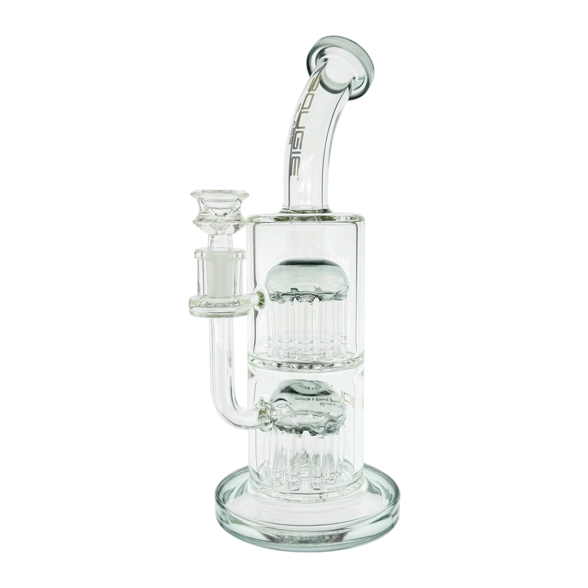 Bougie Glass Dab Rig With Shadow Black Double Tree Perc 11 Inches Tall