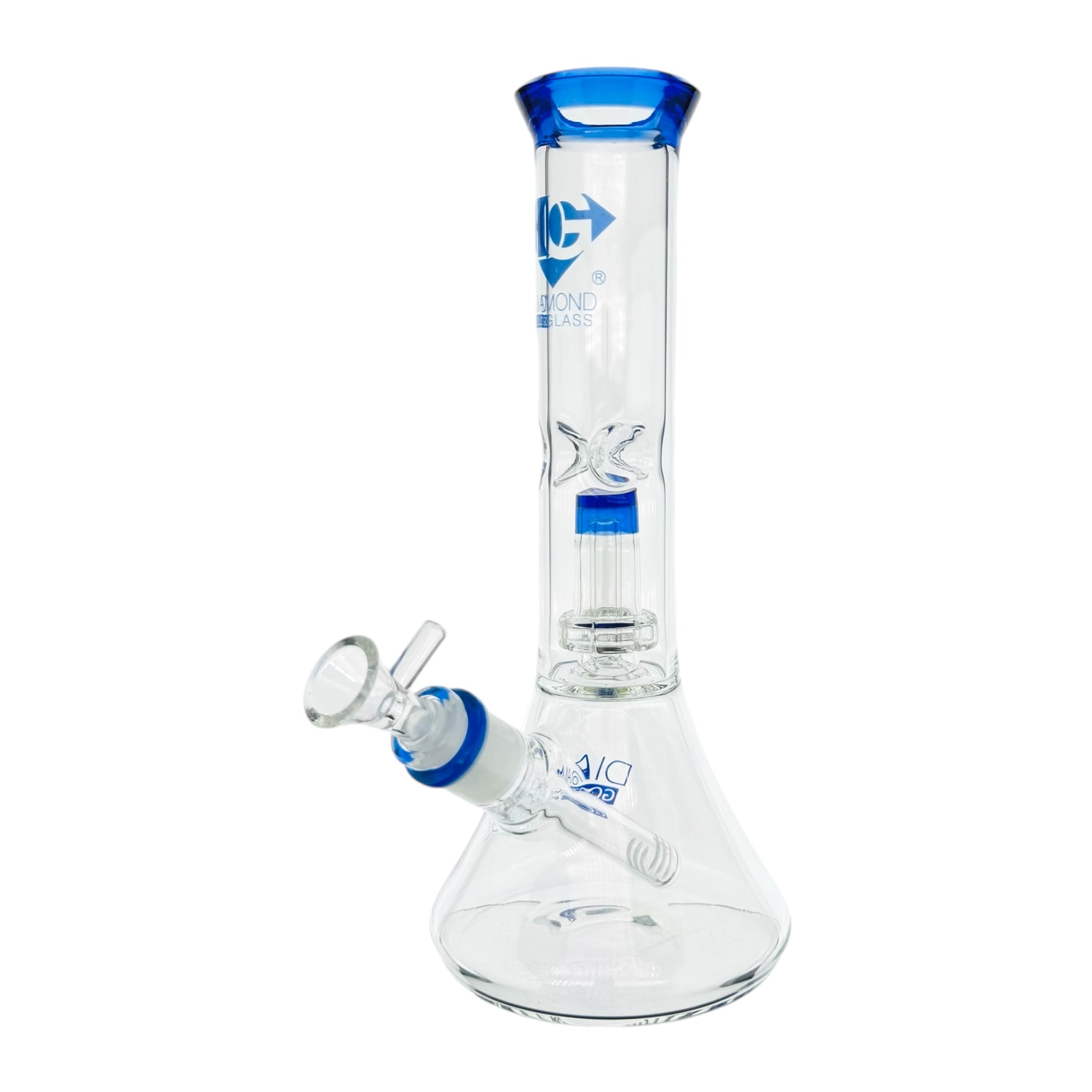 Diamond Glass Bong - Blue 11 Inch Beaker Bong With Multi Slit Disc Perc