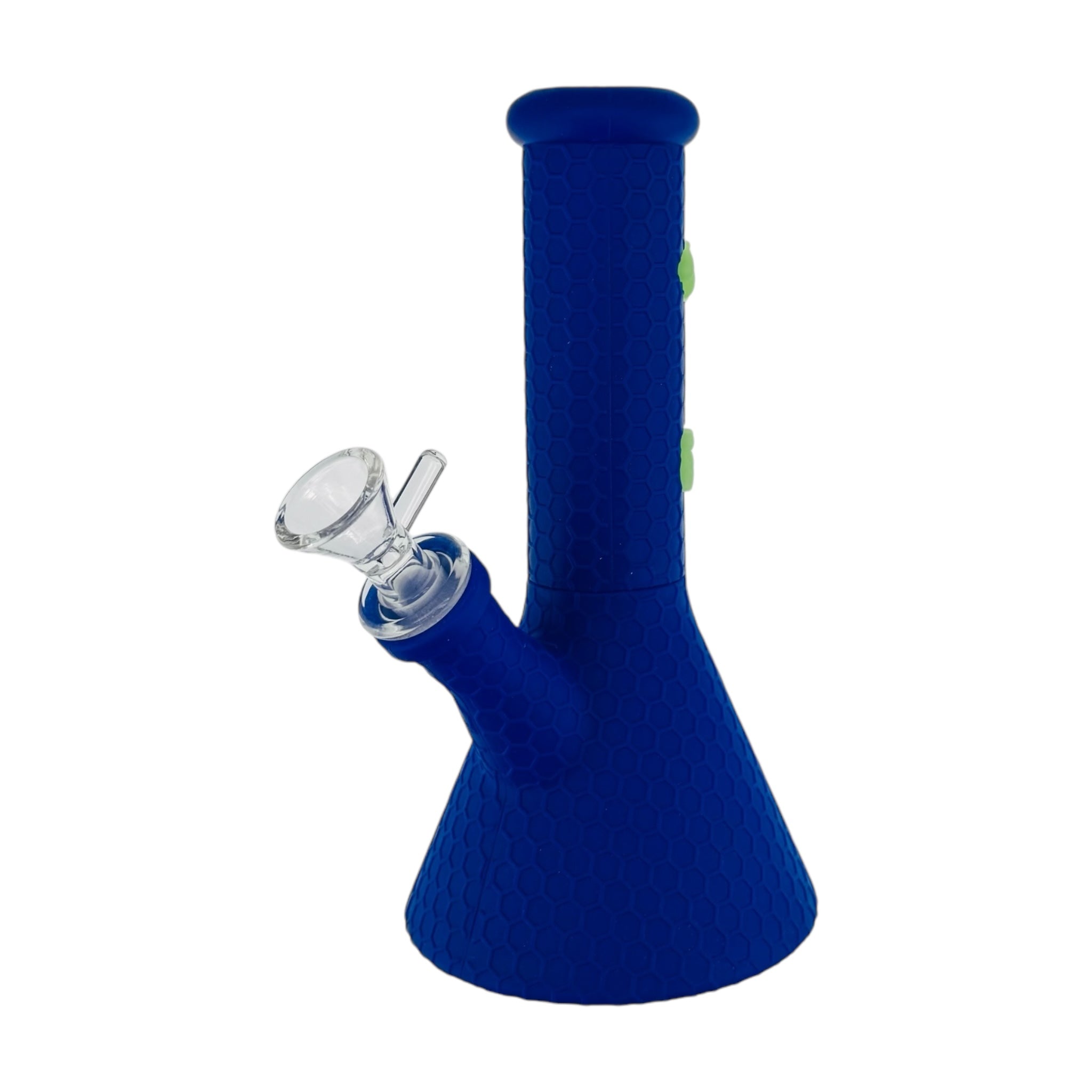 8 Inch Blue Silicone Beaker Bong With Glow In The Dark Bee