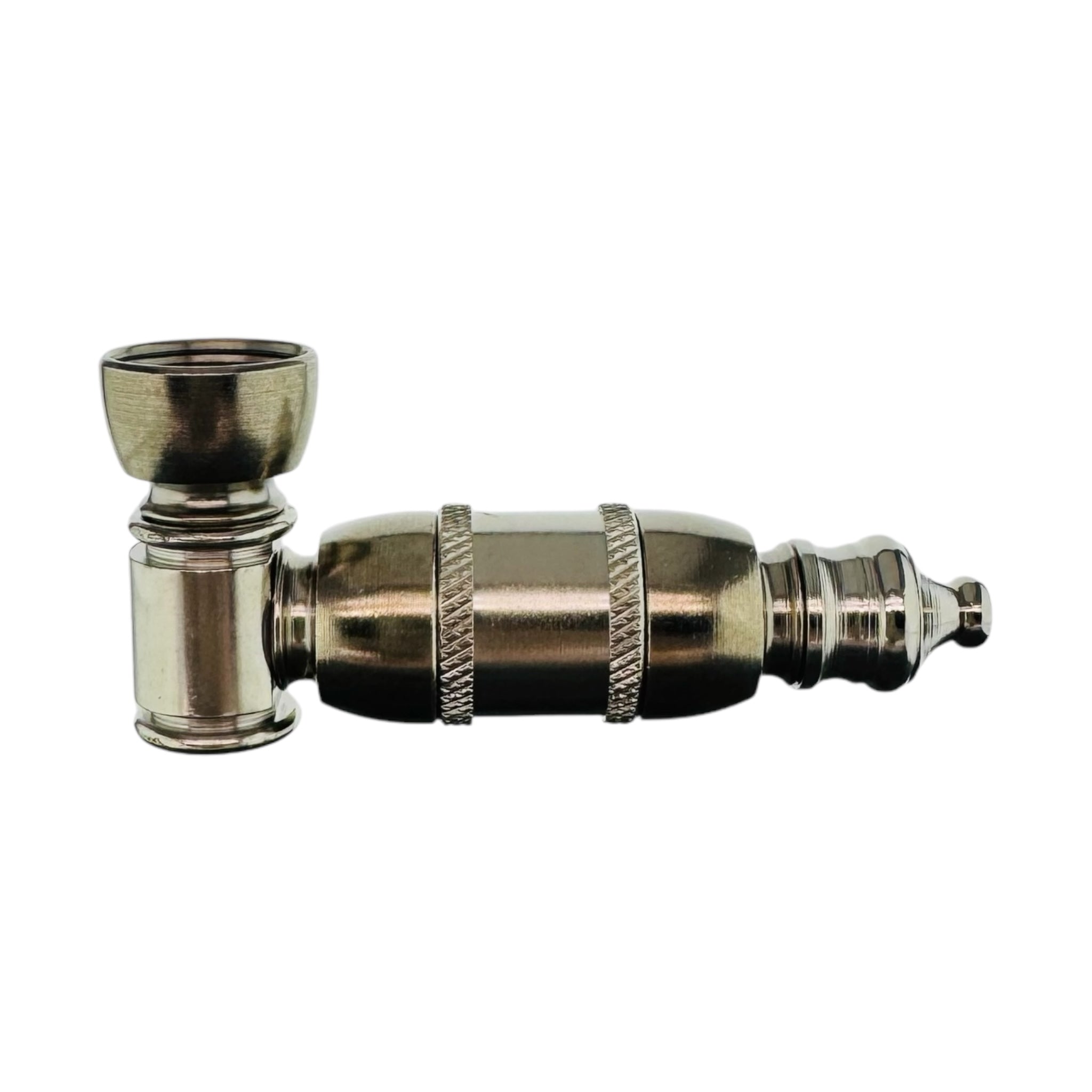 Metal Hand Pipes - Silver Chrome Large Chamber Hand Pipe