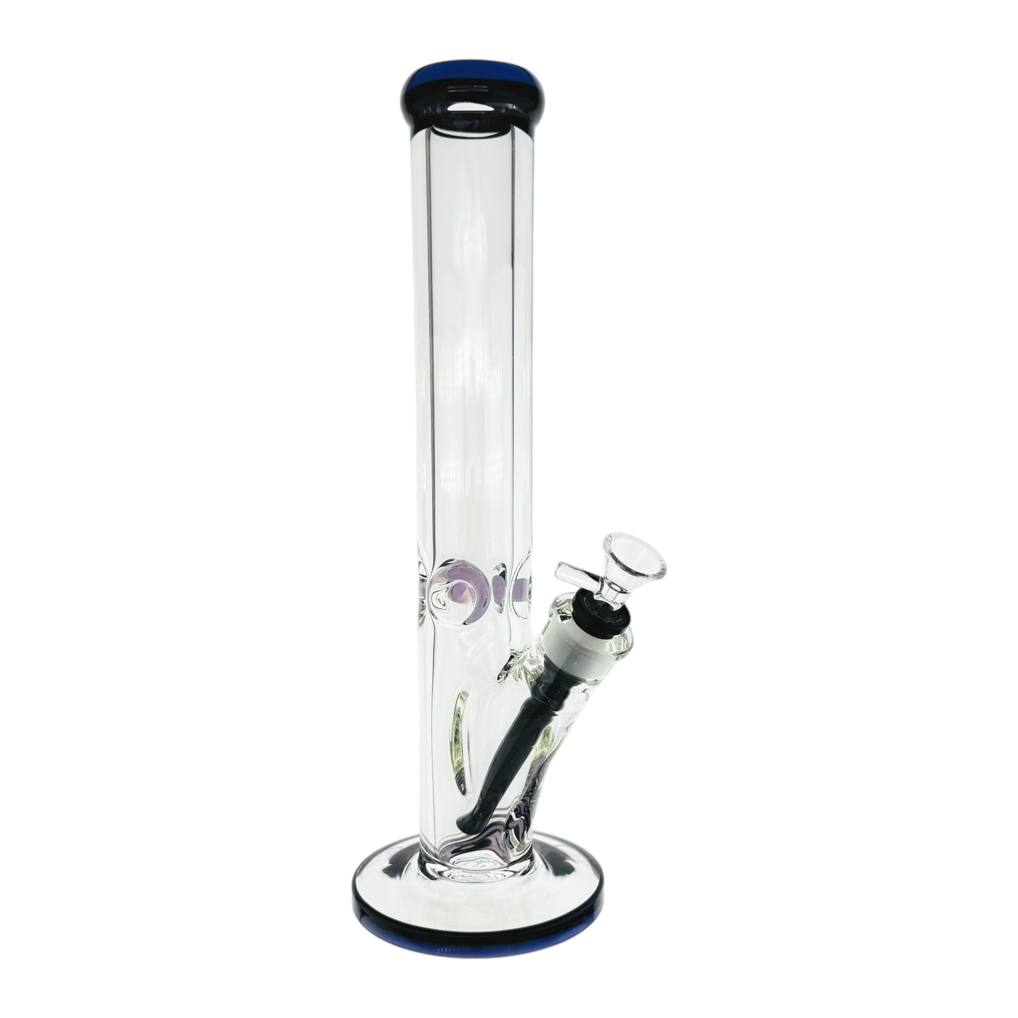 9mm Thick Purple And Black Two Tone Straught Tube Bong 14 Inch