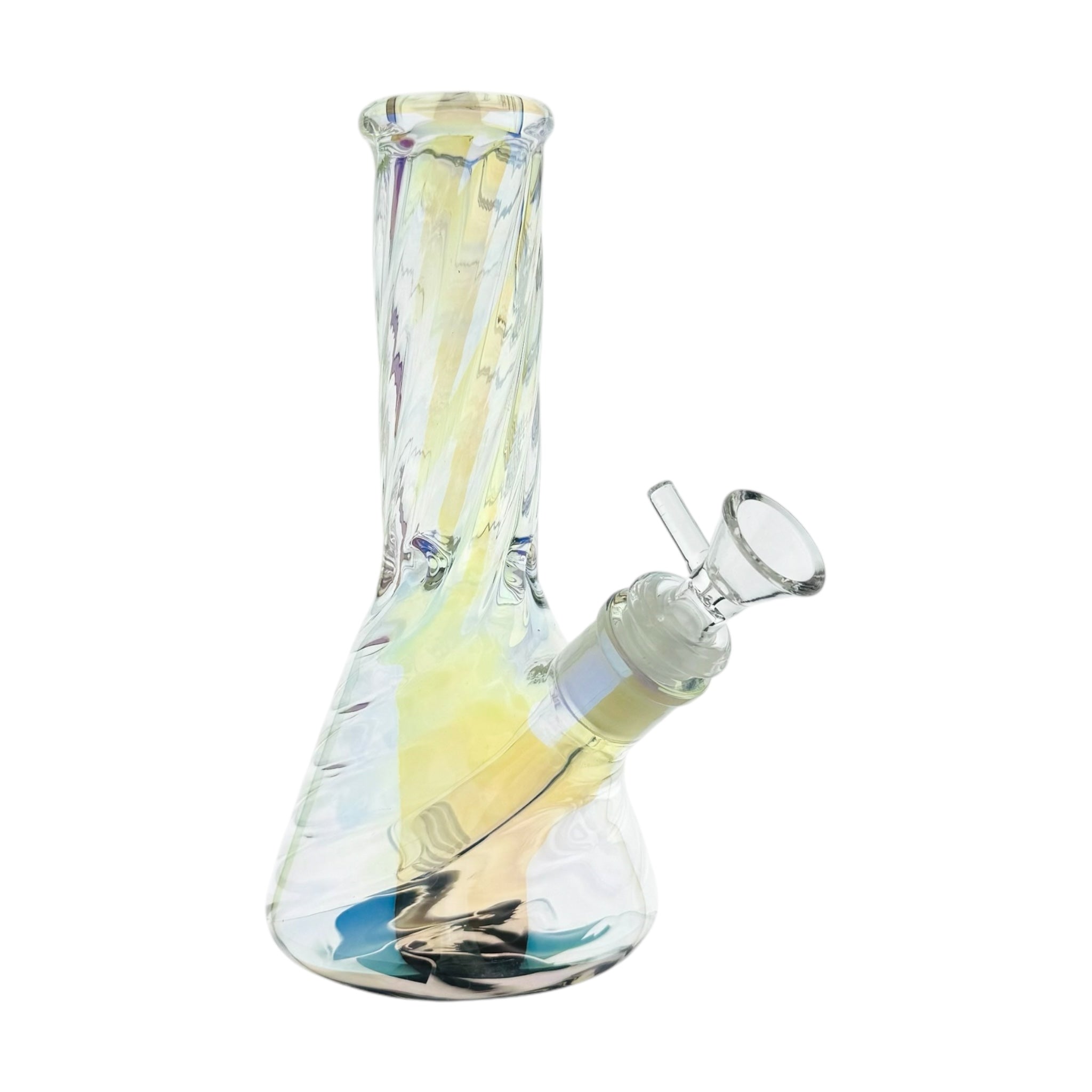 8 Inch Pearlescent Metallic Beaker Bong With Twisted Neck