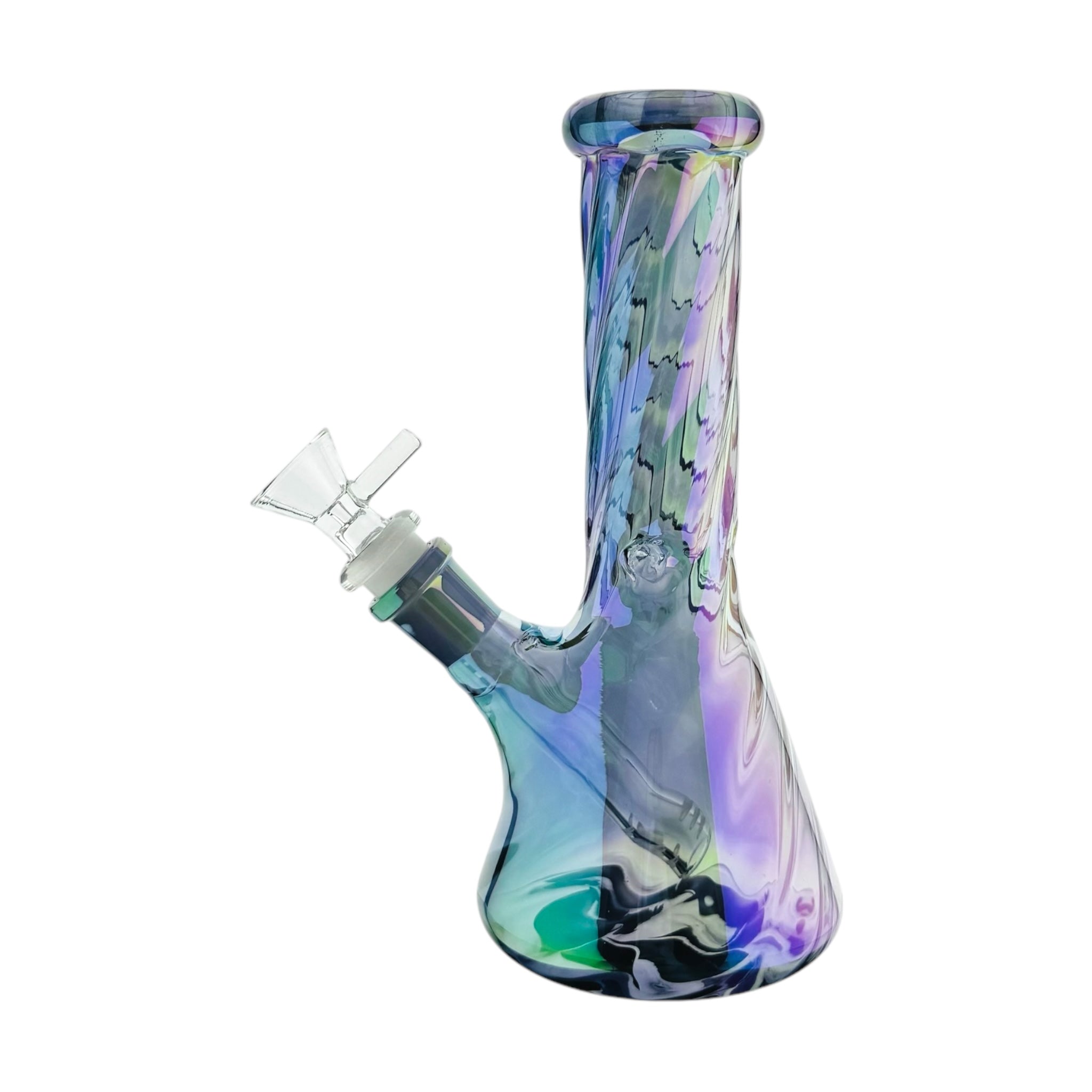 8 Inch Blue Metallic Beaker Bong With Twisted Neck