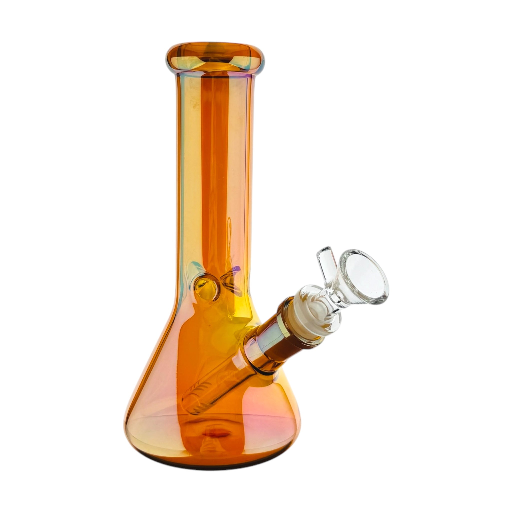 8 Inch Amber Brown Metallic Beaker Bong