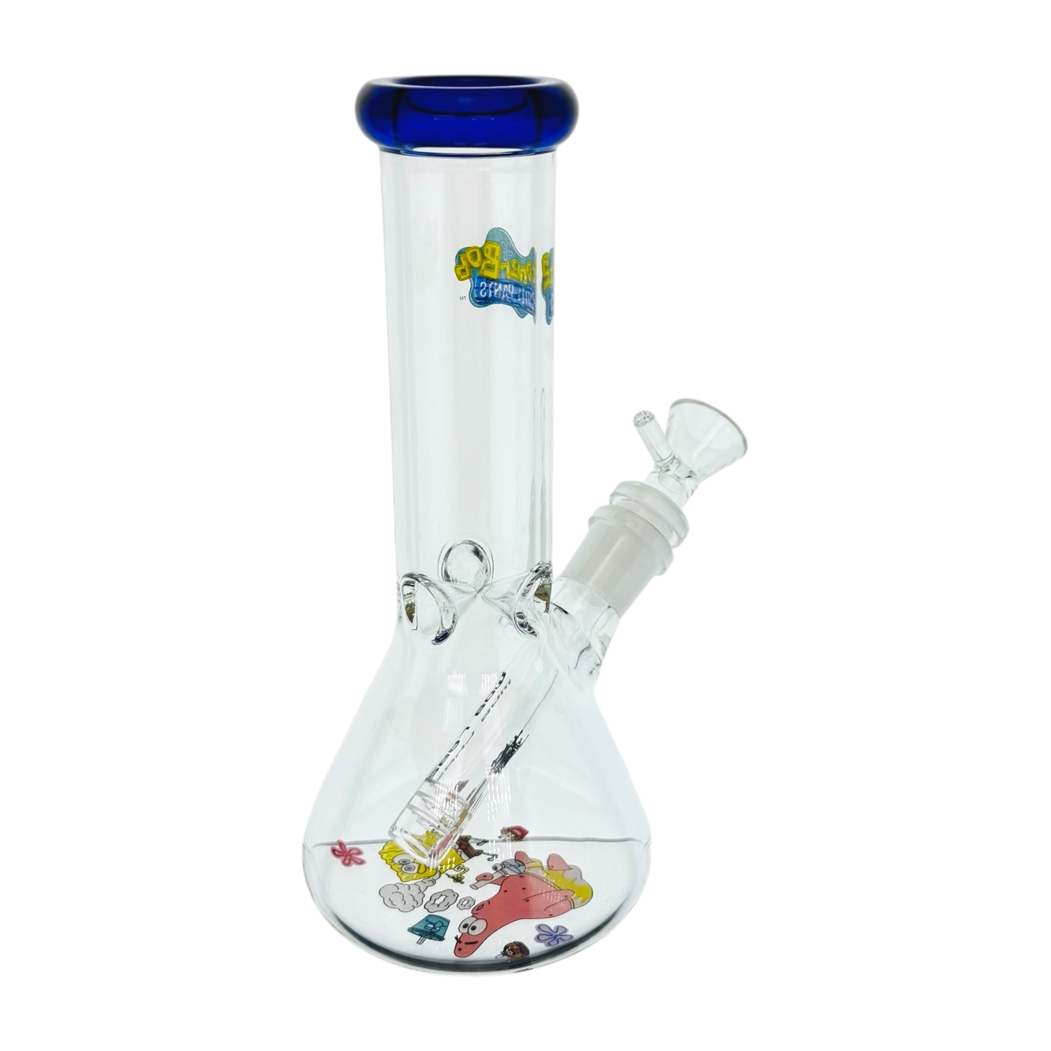 small 8 inch glass beaker bong with stoner sponge bob square pants and patrick star theme 