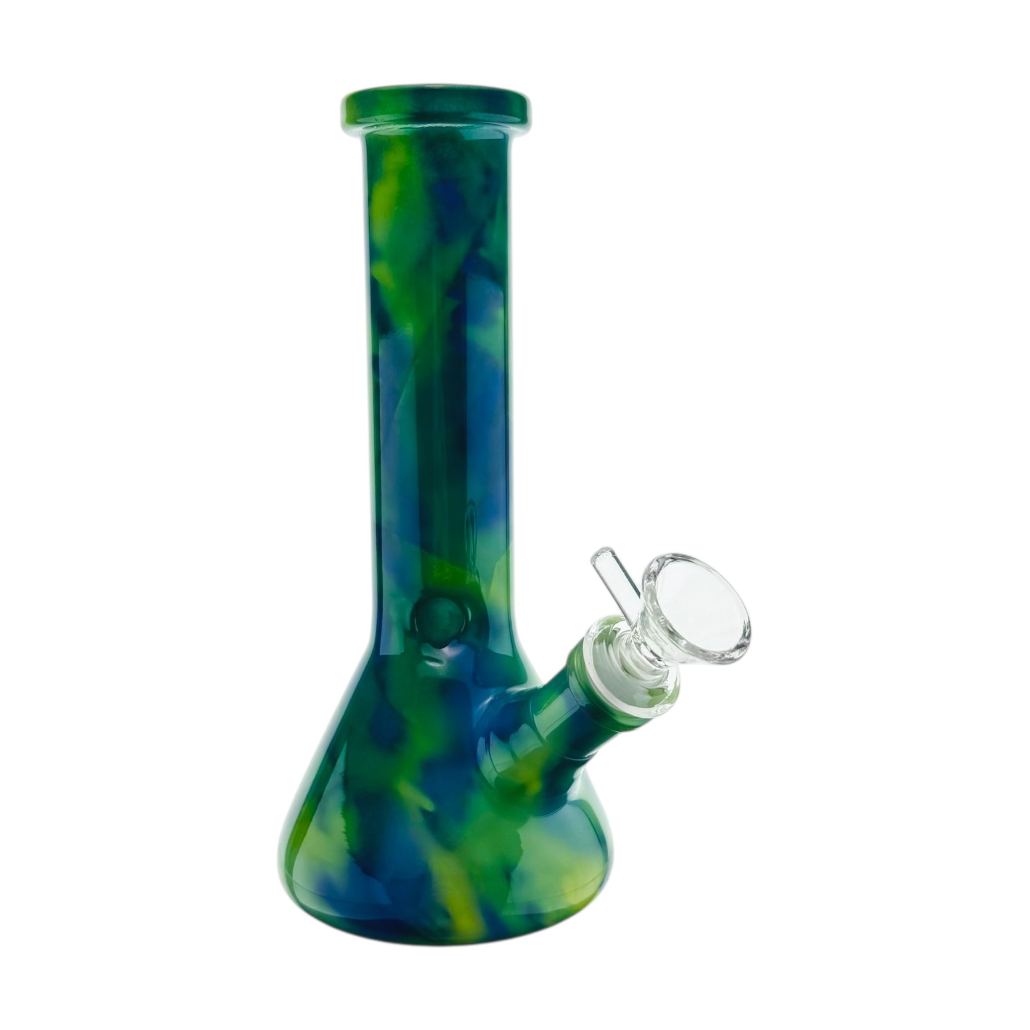 small glass bong mystic marble green 8 inches tall
