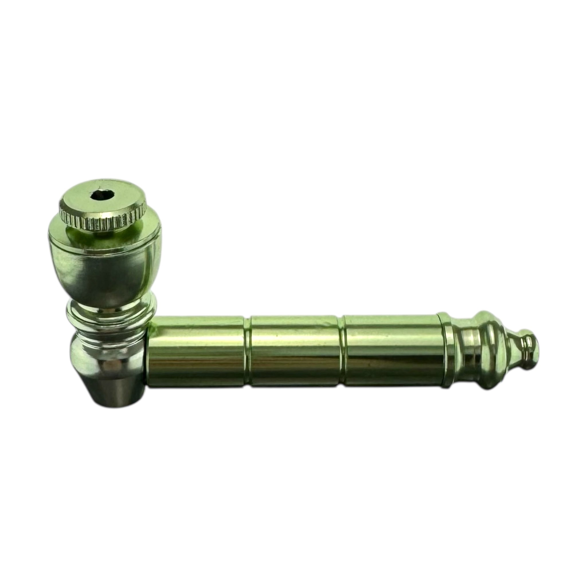 Light Green Basic Aluminum Smoking Pipe With Cap on white background