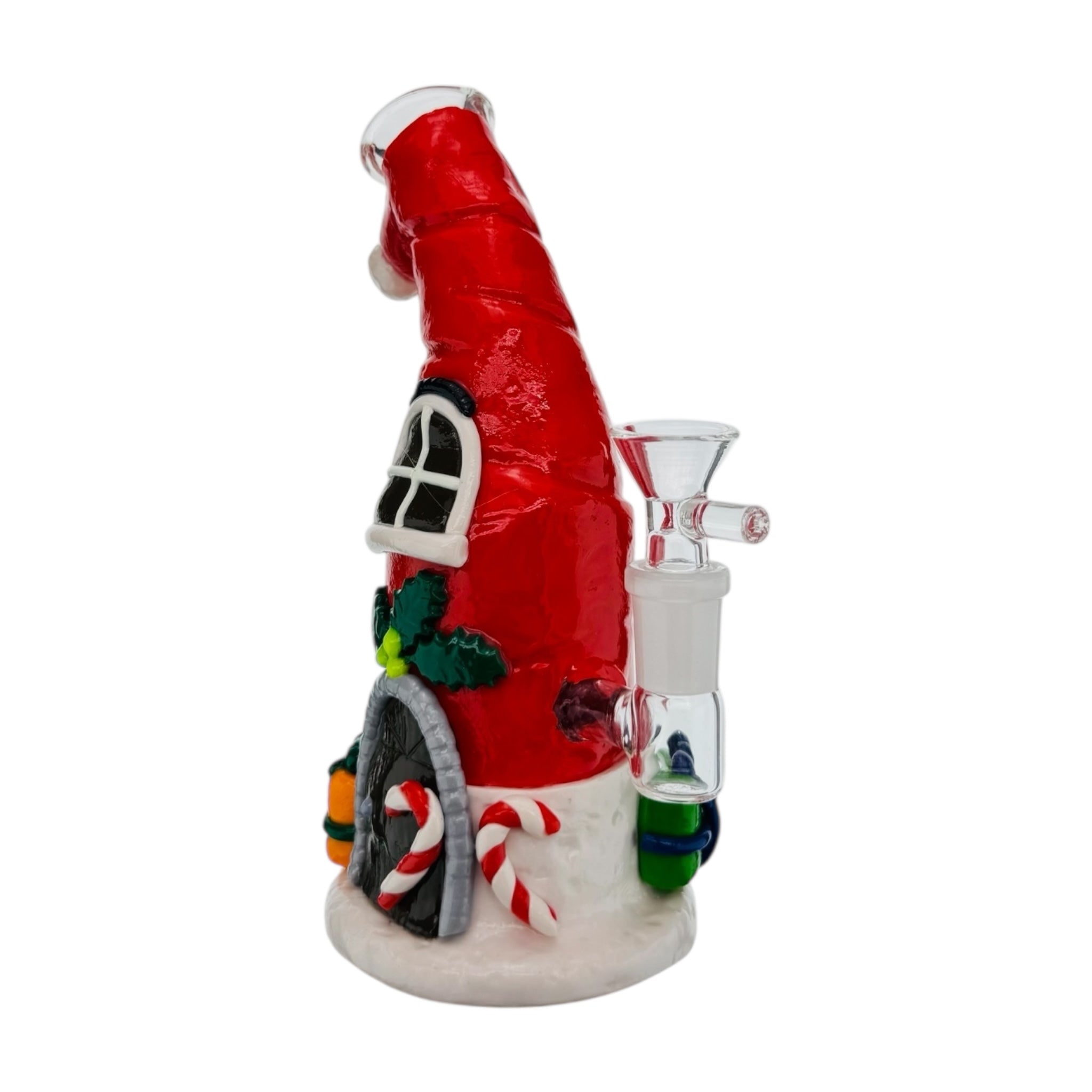 Charming Home In Santa Hat Glass Water Pipe Bubbler Bong