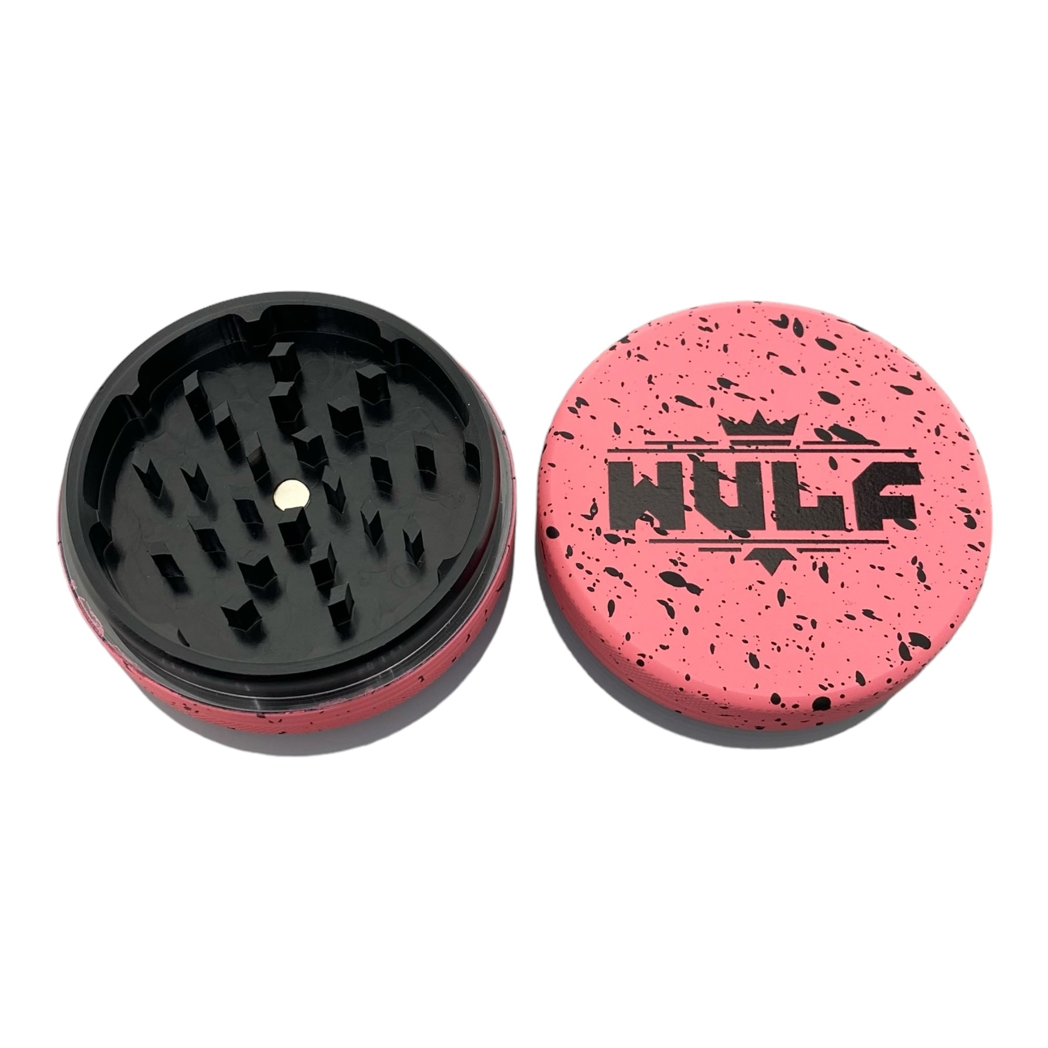 WULF Pink Two Piece Grinder for weed 65mm wide