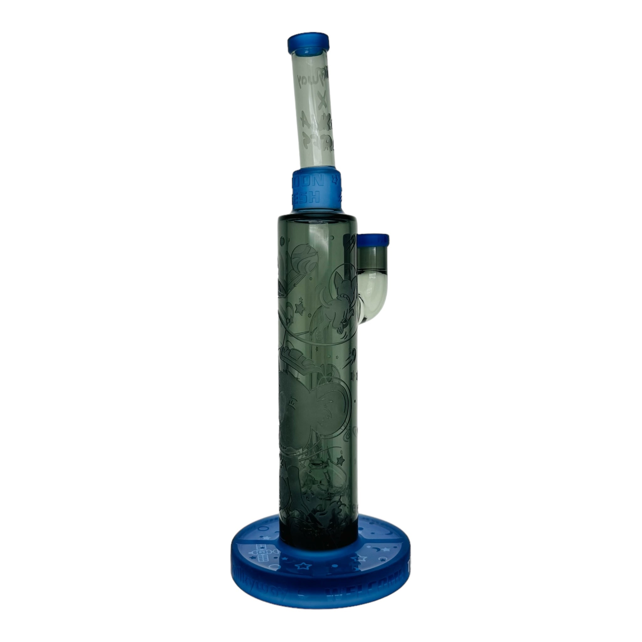 Milkyway Glass and Koala Puffs Moon Sesh 12” Dab Rig Or Bong for cannabis Black And Blue