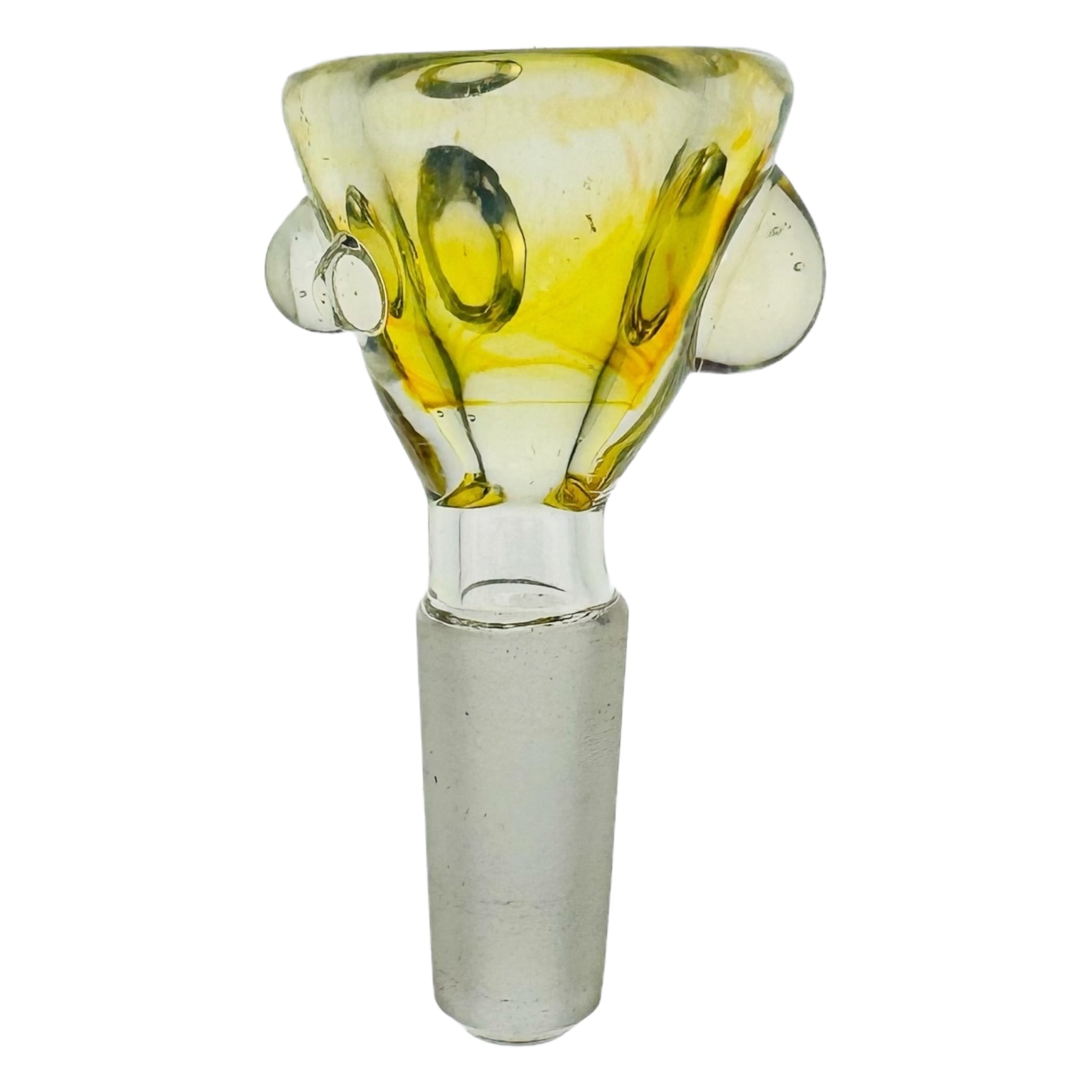 Arko Glass 10mm Flower Bowl Golden Yellow Bowl With Mystic Fume Dots