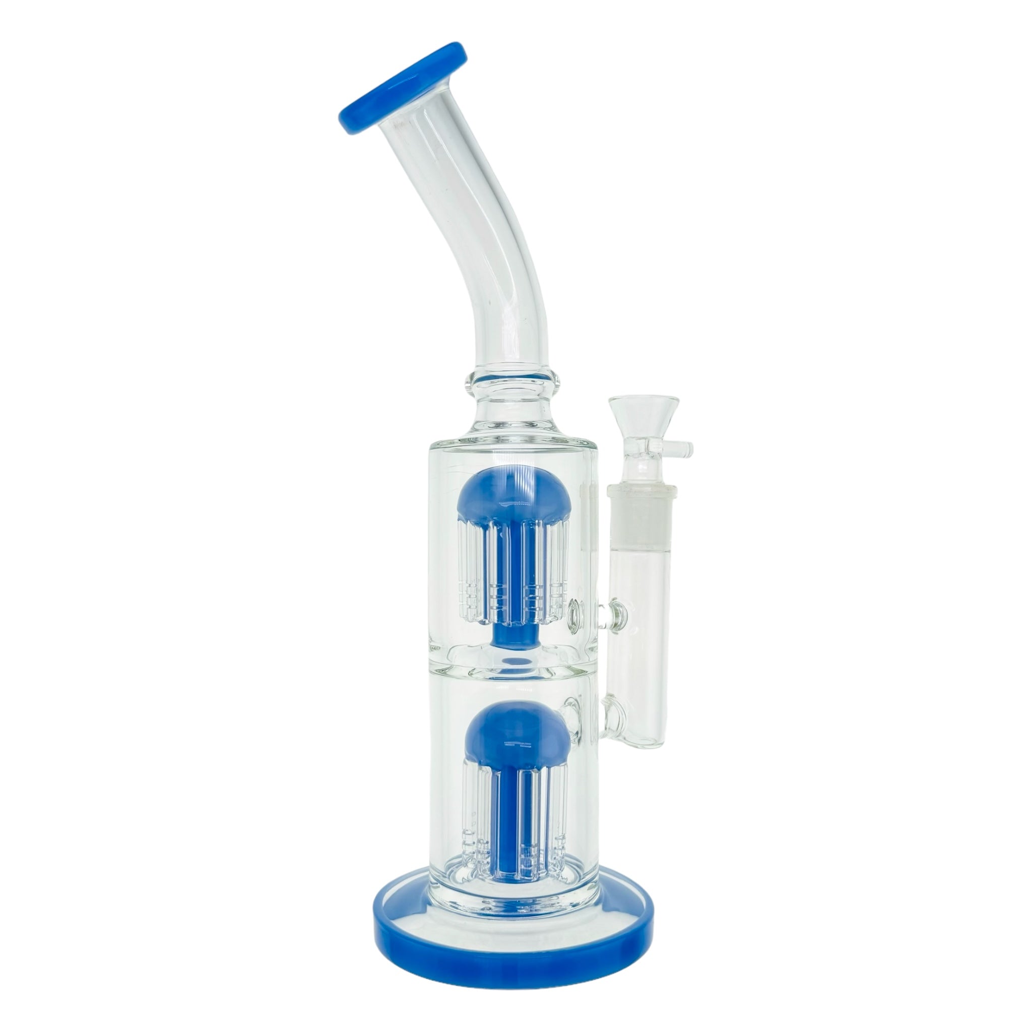 13 Inch Milky Blue Inline Bong With Double Tree Percs