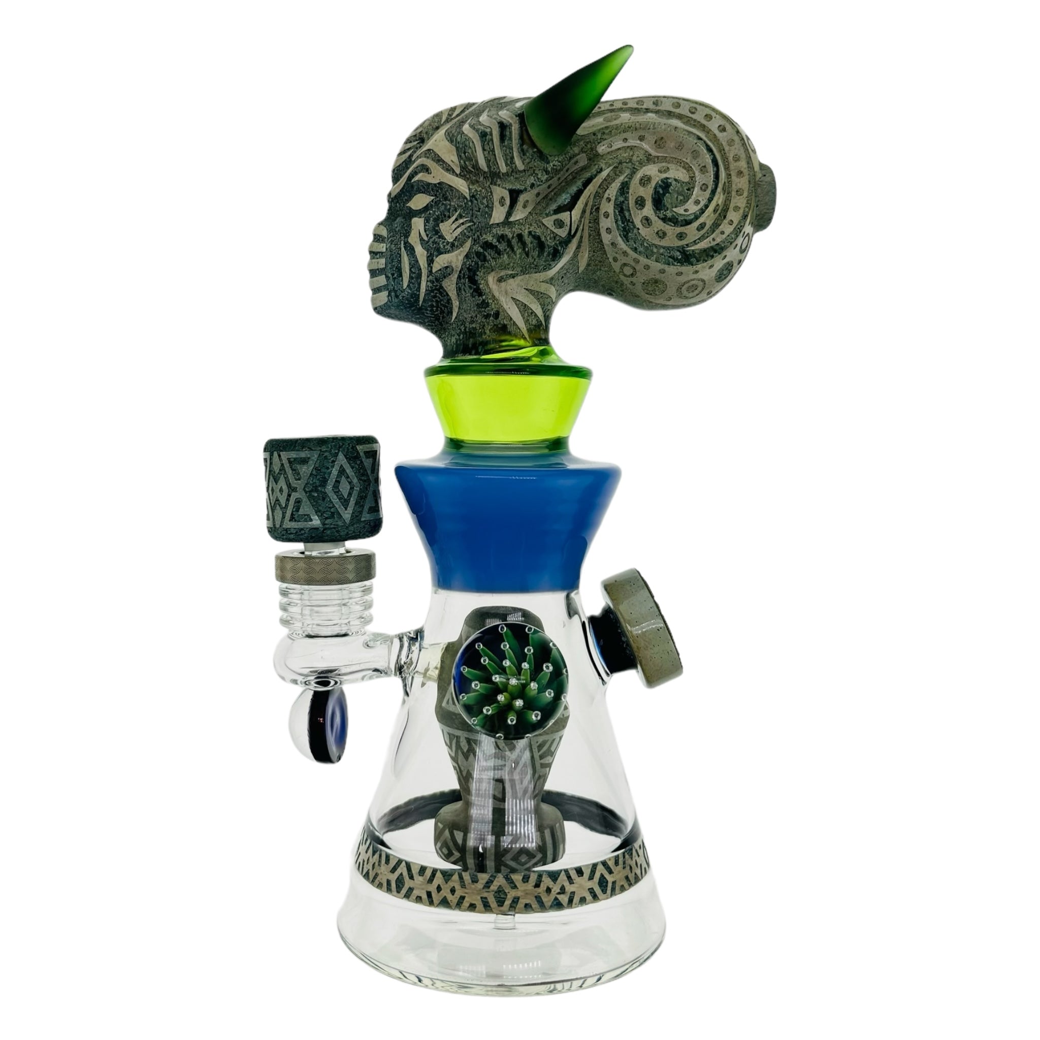 10 Inch Sandblasted Horned Creature Water Pipe Bong