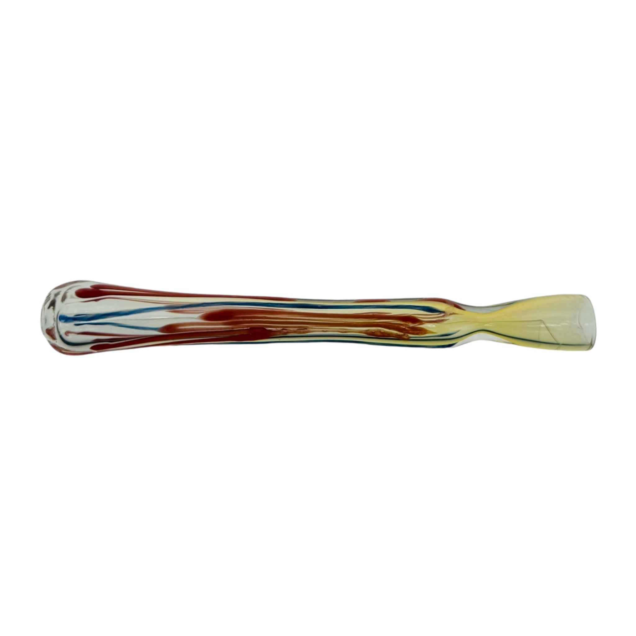 Glass Chillum Pipe - Extra Long Red And Blue Hand Pipe