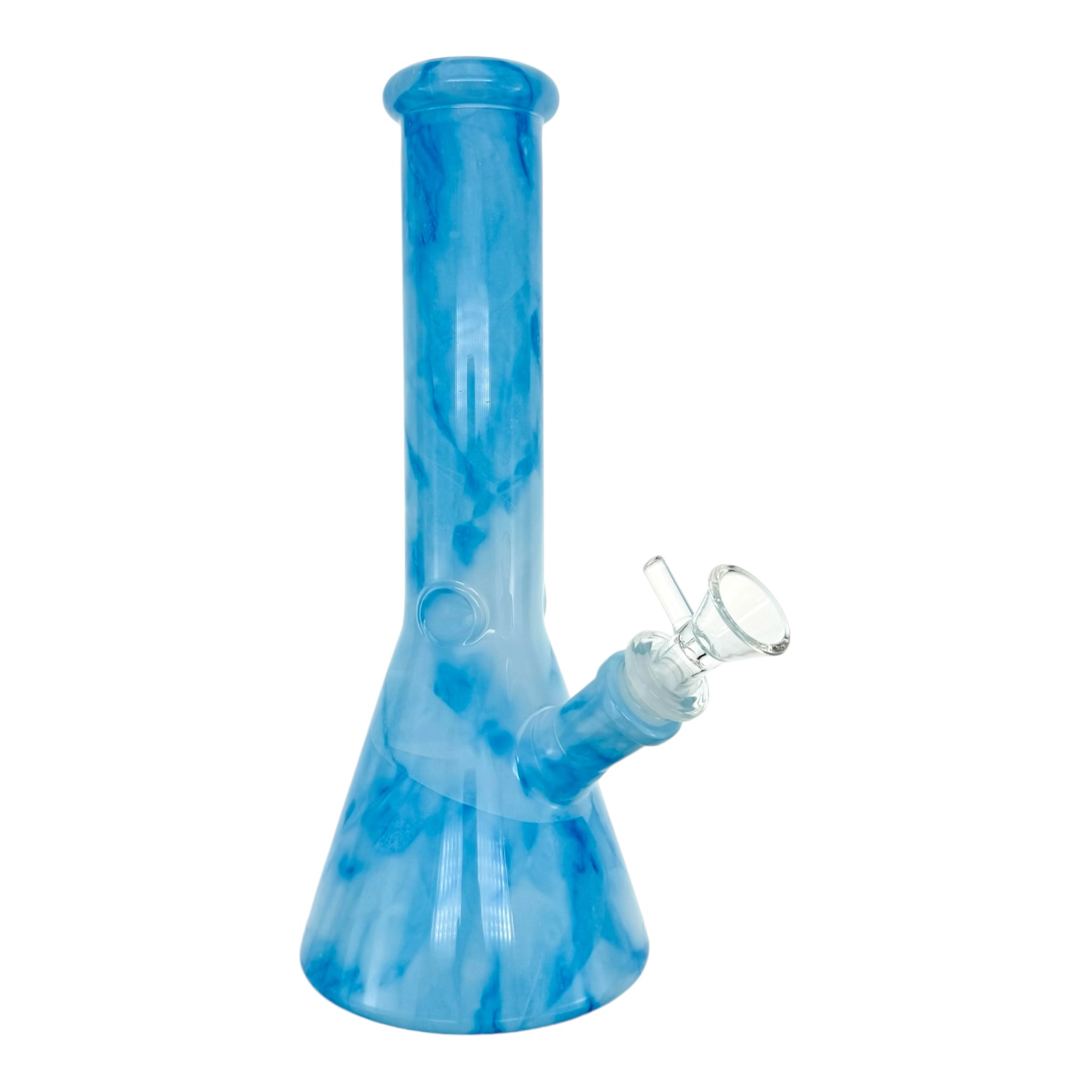 Blue Mystic Marble Beaker Base Glass Bong 10 Inch