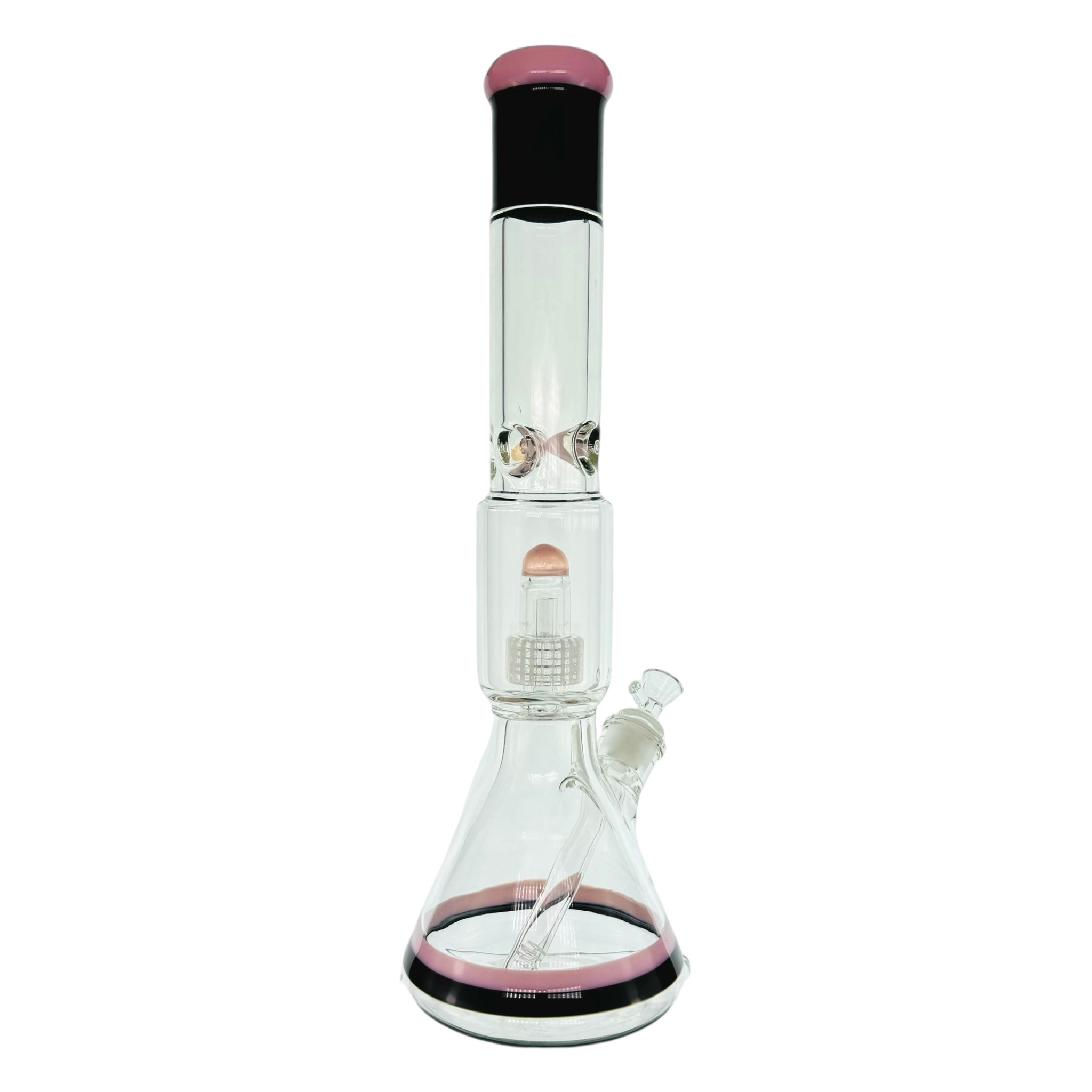 Extra Thick 17 Inch Pink And Black Bong With Multi Slit Disc Perc