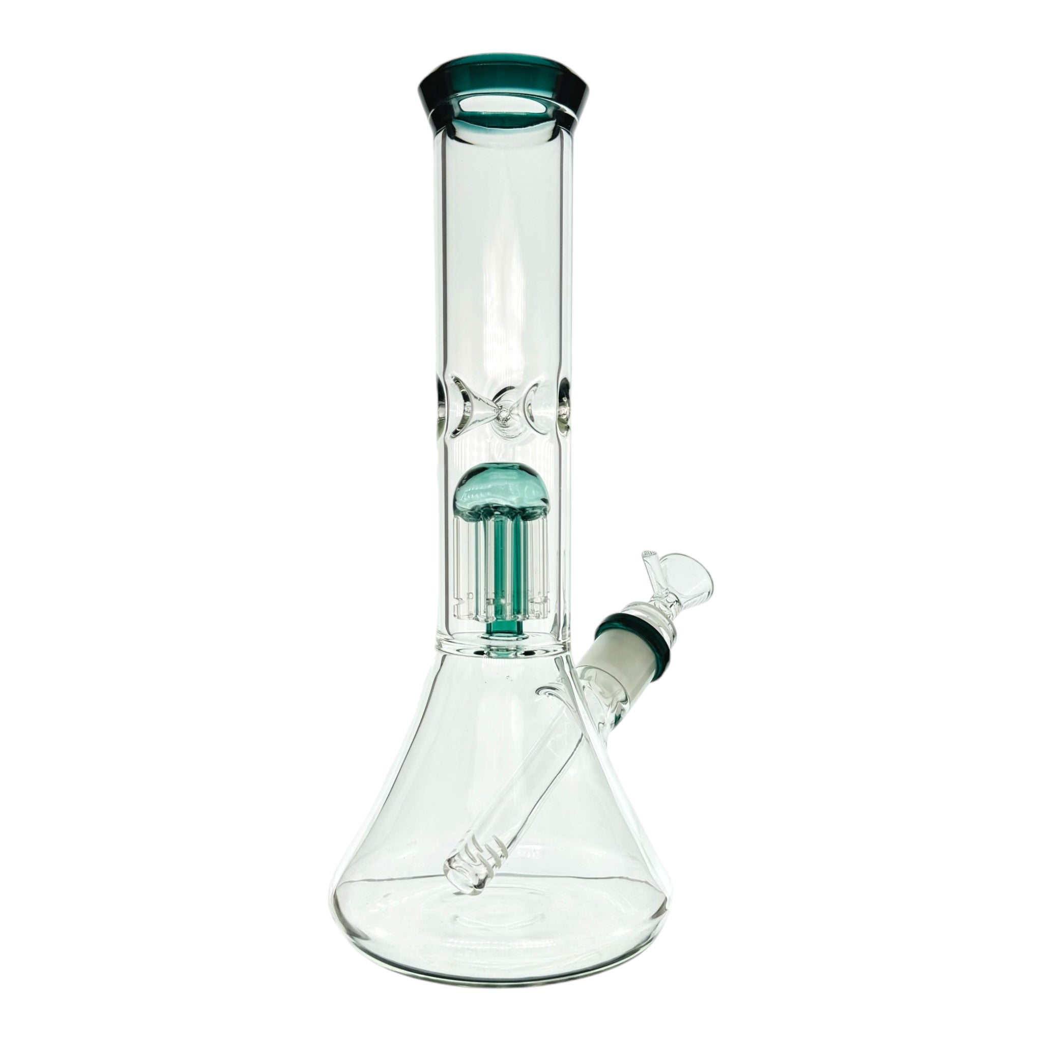 Clear Beaker Bong With Lake Green Tree Perc And Mouthpiece