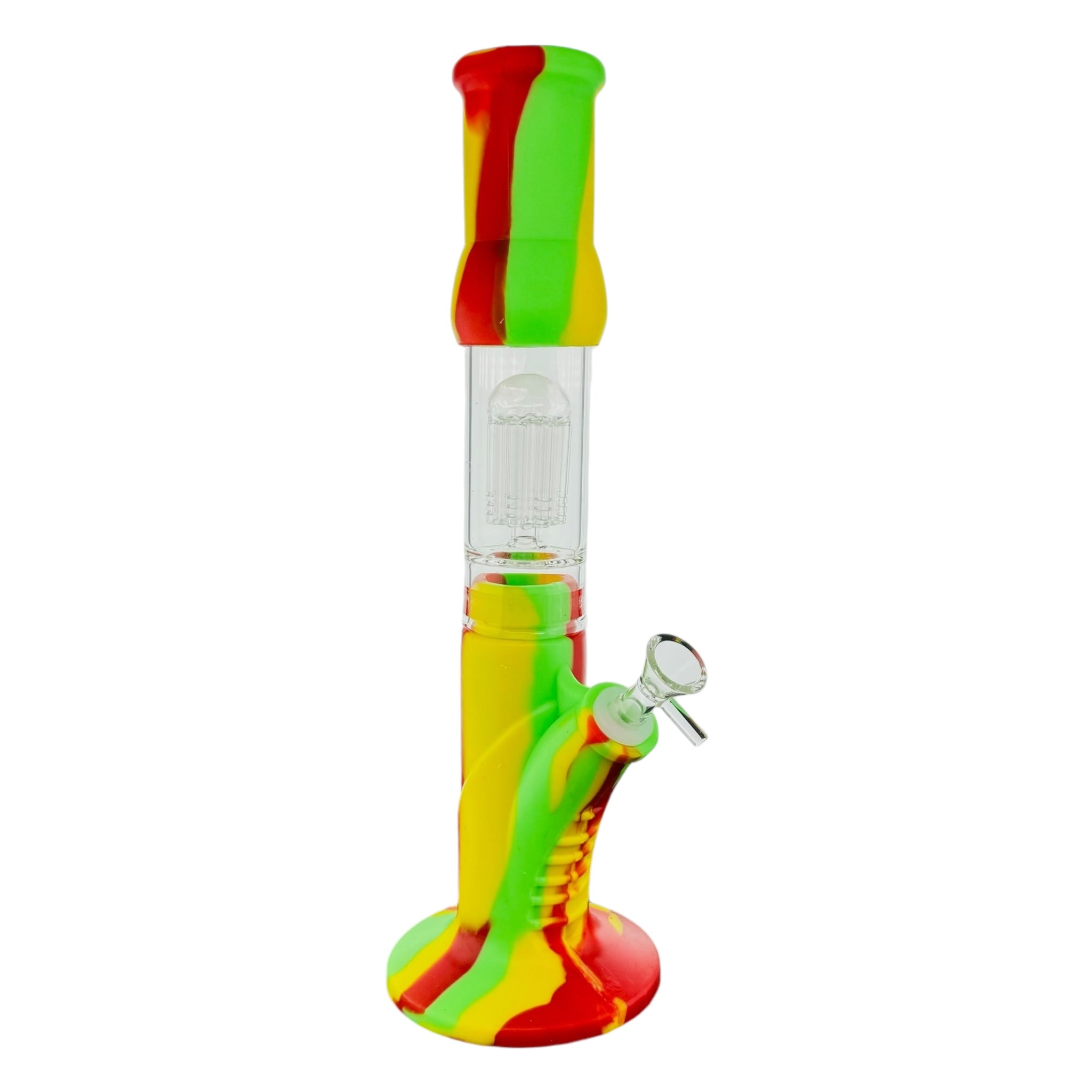 Rasta Silicone Straight Tube With Glass Tree Perc 14 Inches