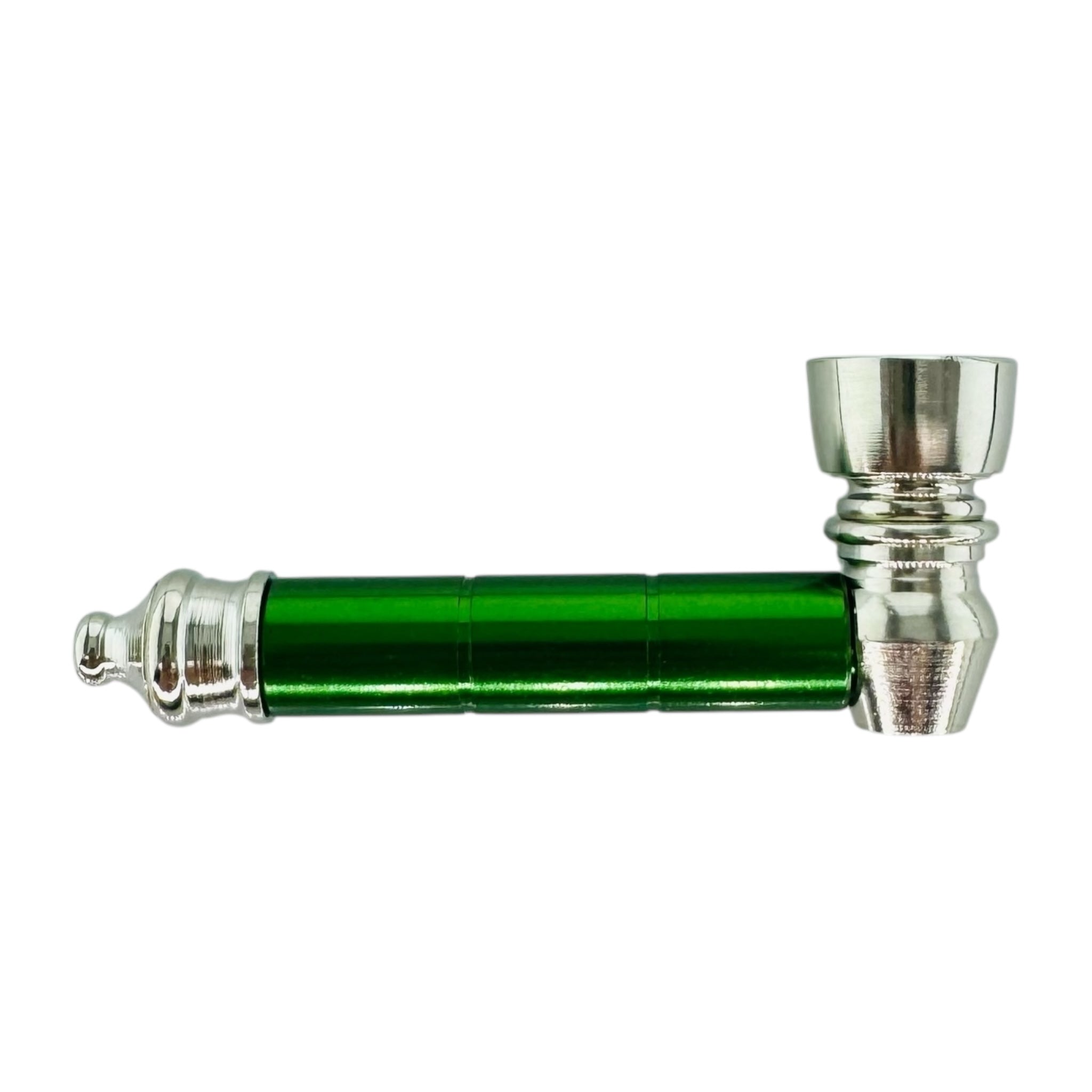 Silver & Green Basic Aluminum Metal Cannabis smoking Pipe With Small Chamber