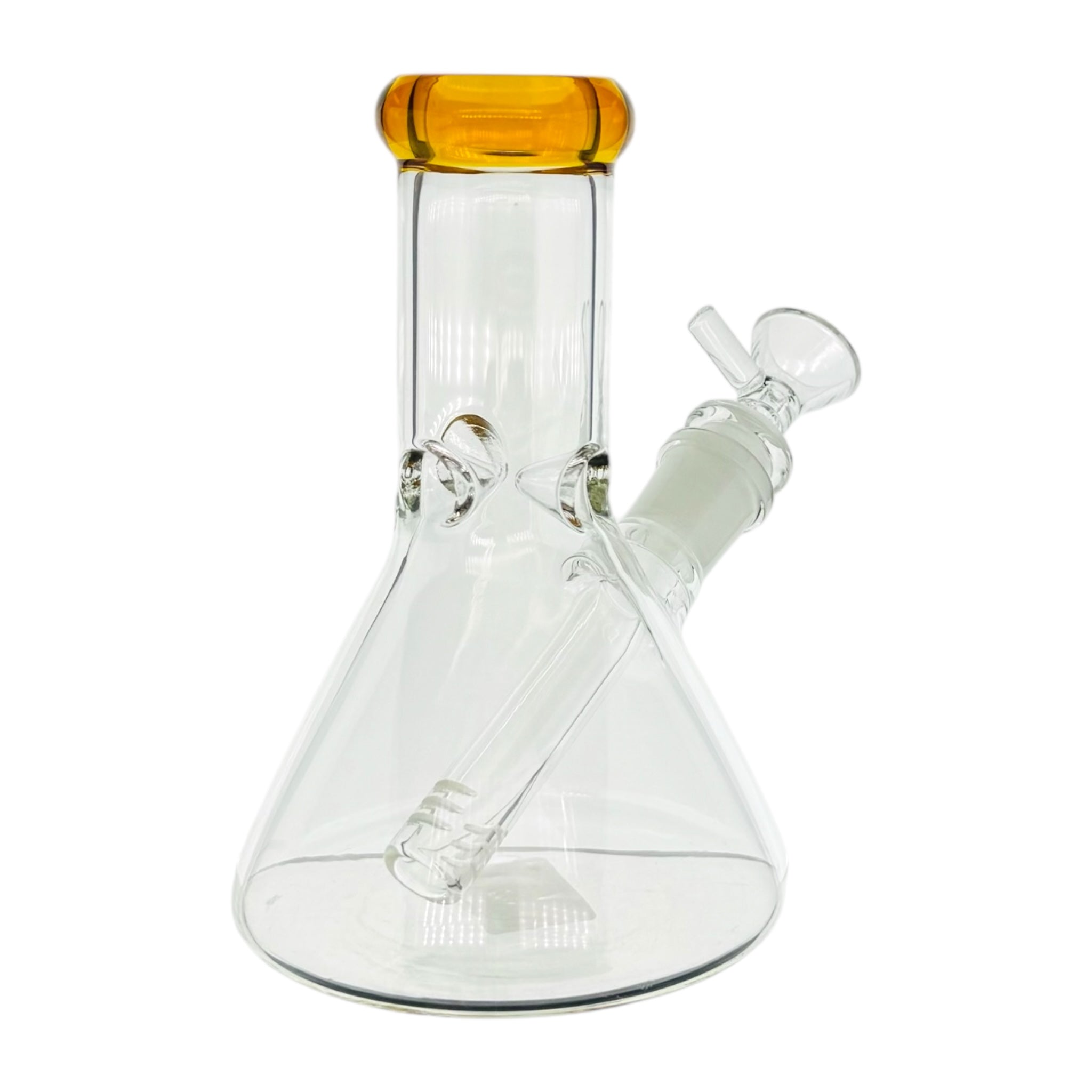 6 Inch Clear Beaker Bong With Amber Brown Color Lip