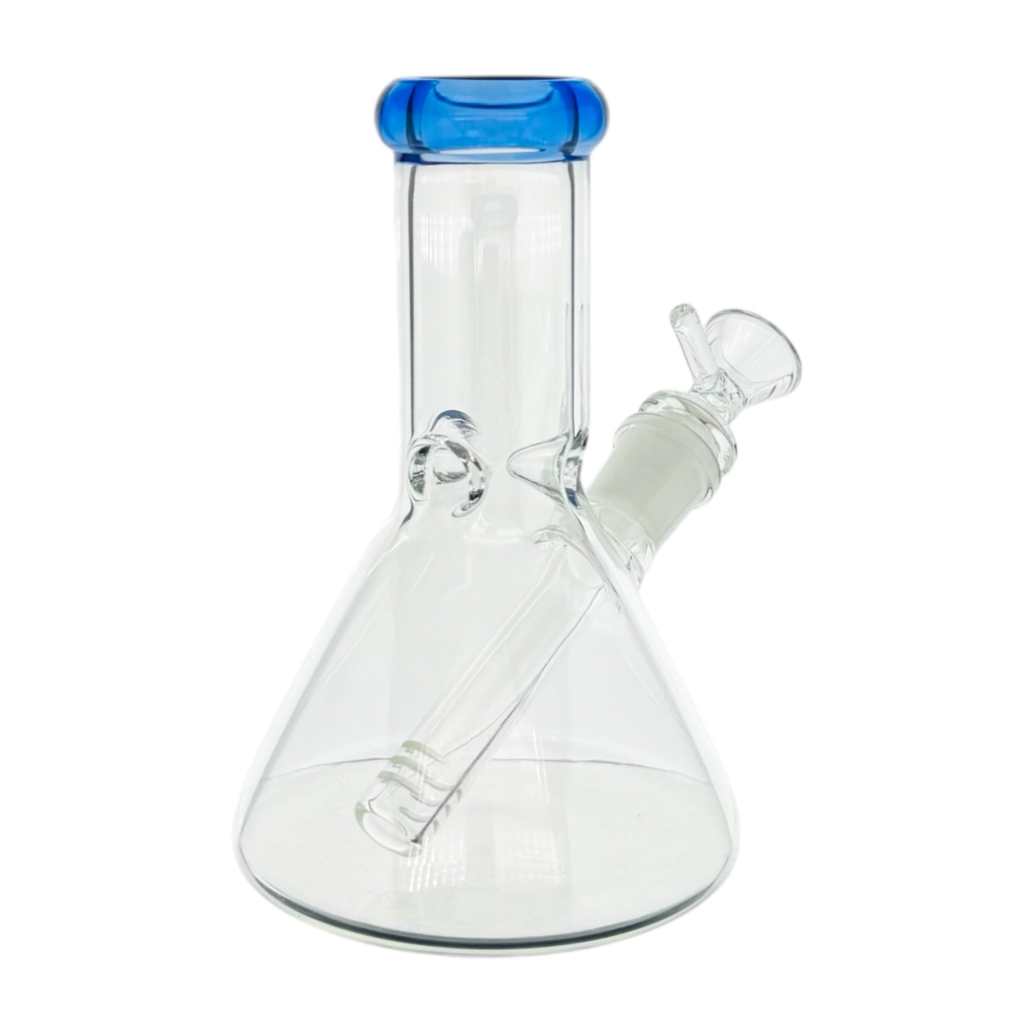 6 Inch Clear Beaker Bong With Blue Color Lip