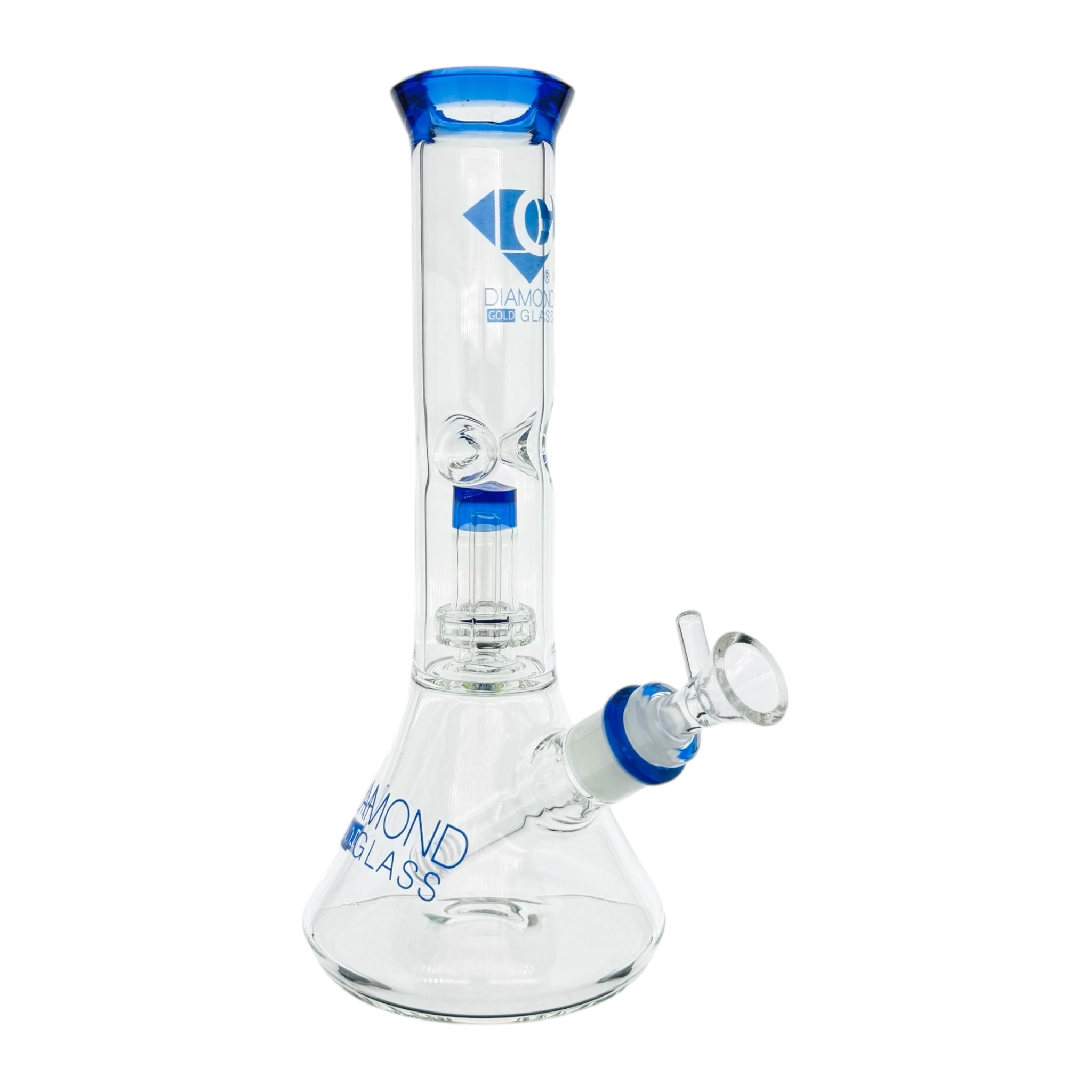 Diamond Glass Bong - Blue 11 Inch Beaker Bong With Multi Slit Disc Perc