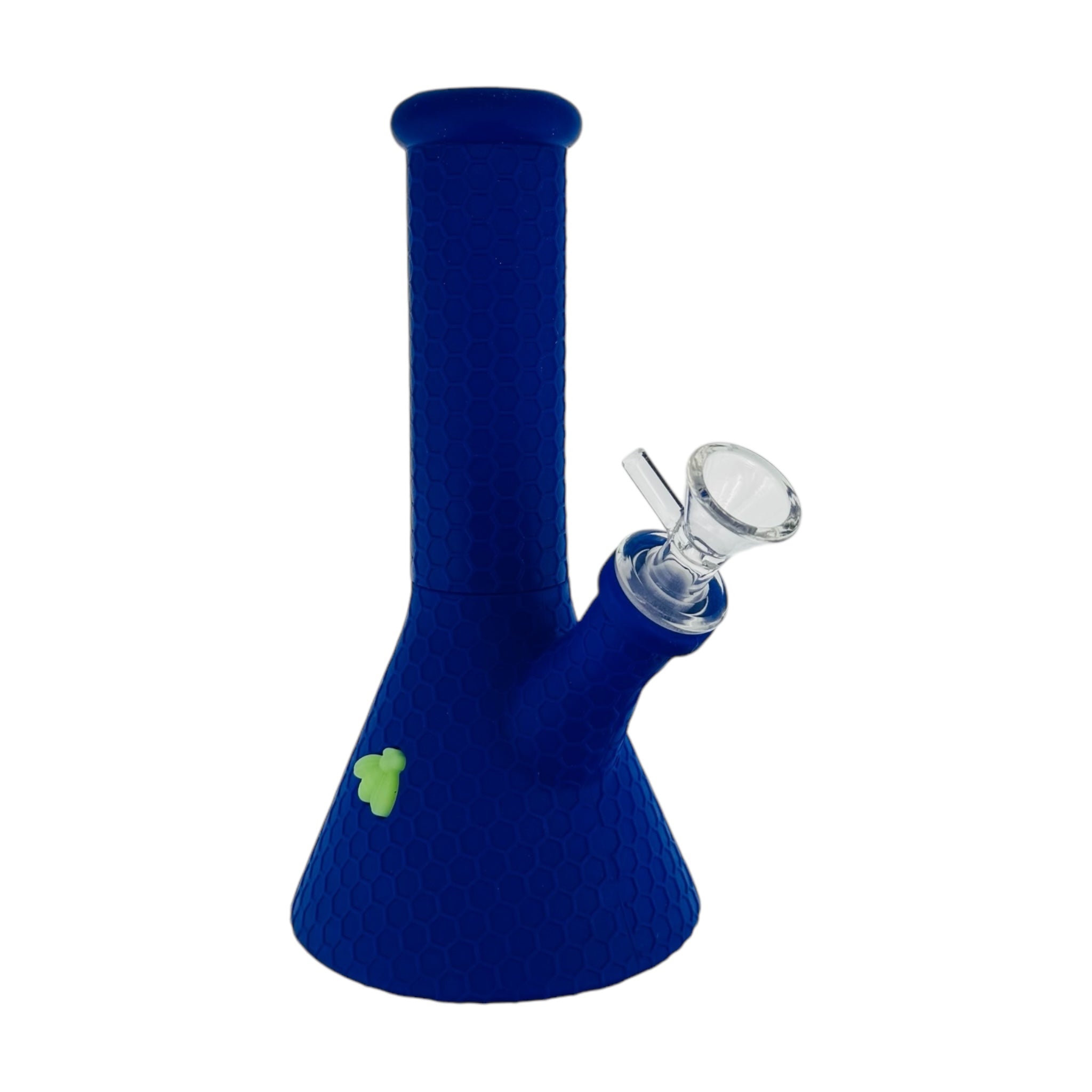 8 Inch Blue Silicone Beaker Bong With Glow In The Dark Bee