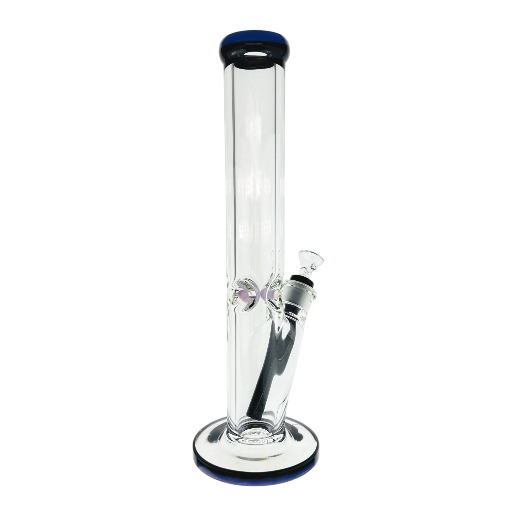 9mm Thick Purple And Black Two Tone Straught Tube Bong 14 Inch