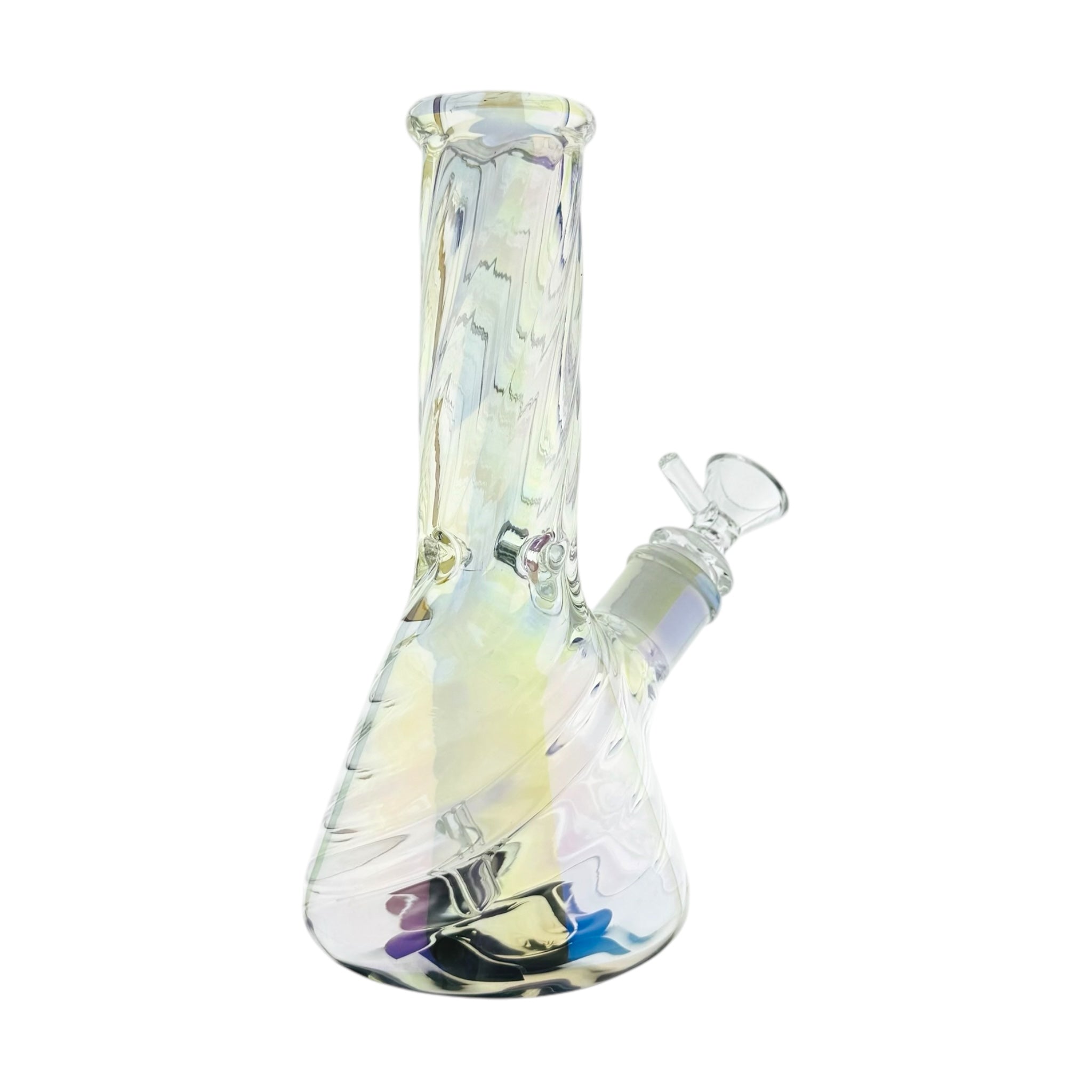 8 Inch Pearlescent Metallic Beaker Bong With Twisted Neck