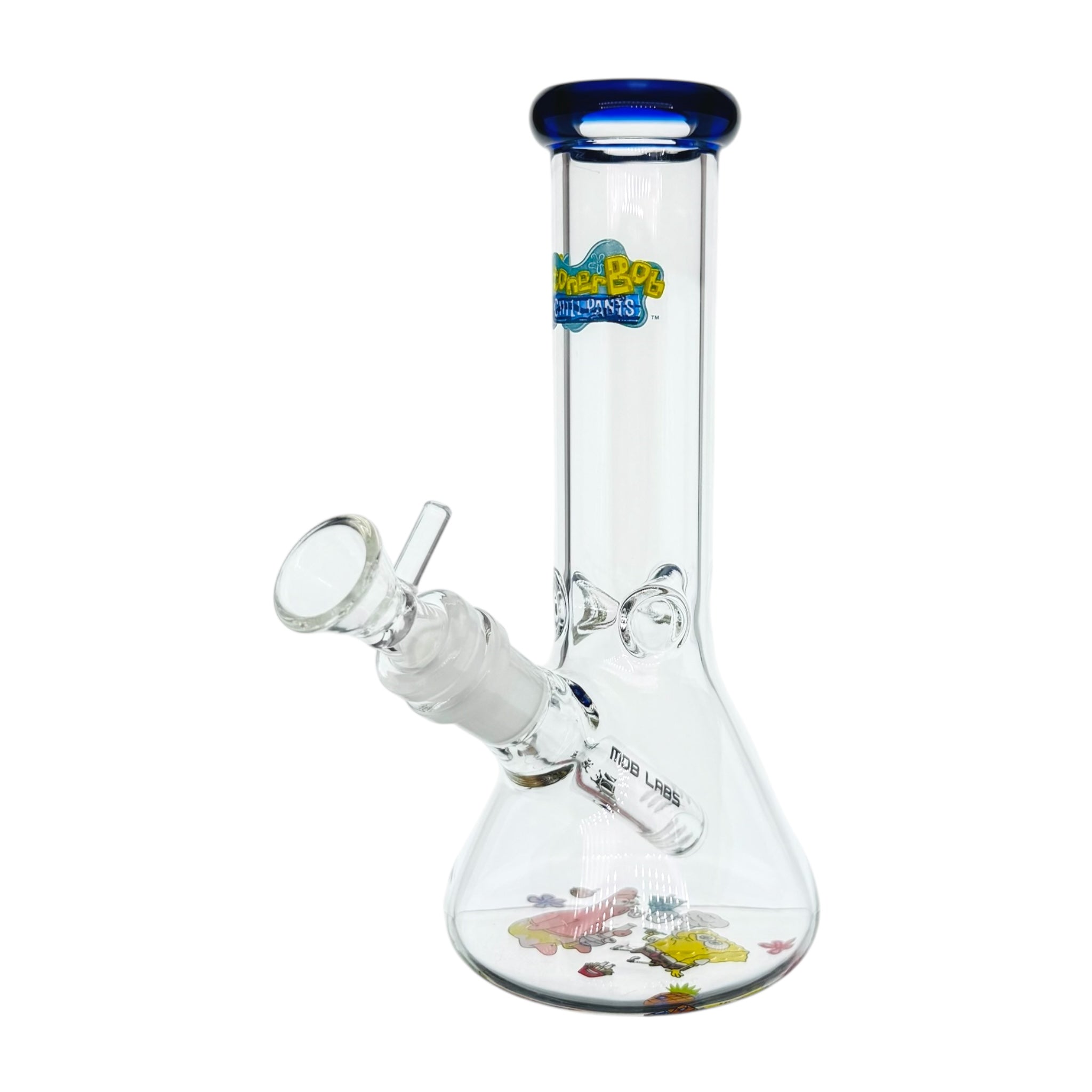 small 8 inch glass beaker bong with stoner sponge bob square pants and patrick star theme 