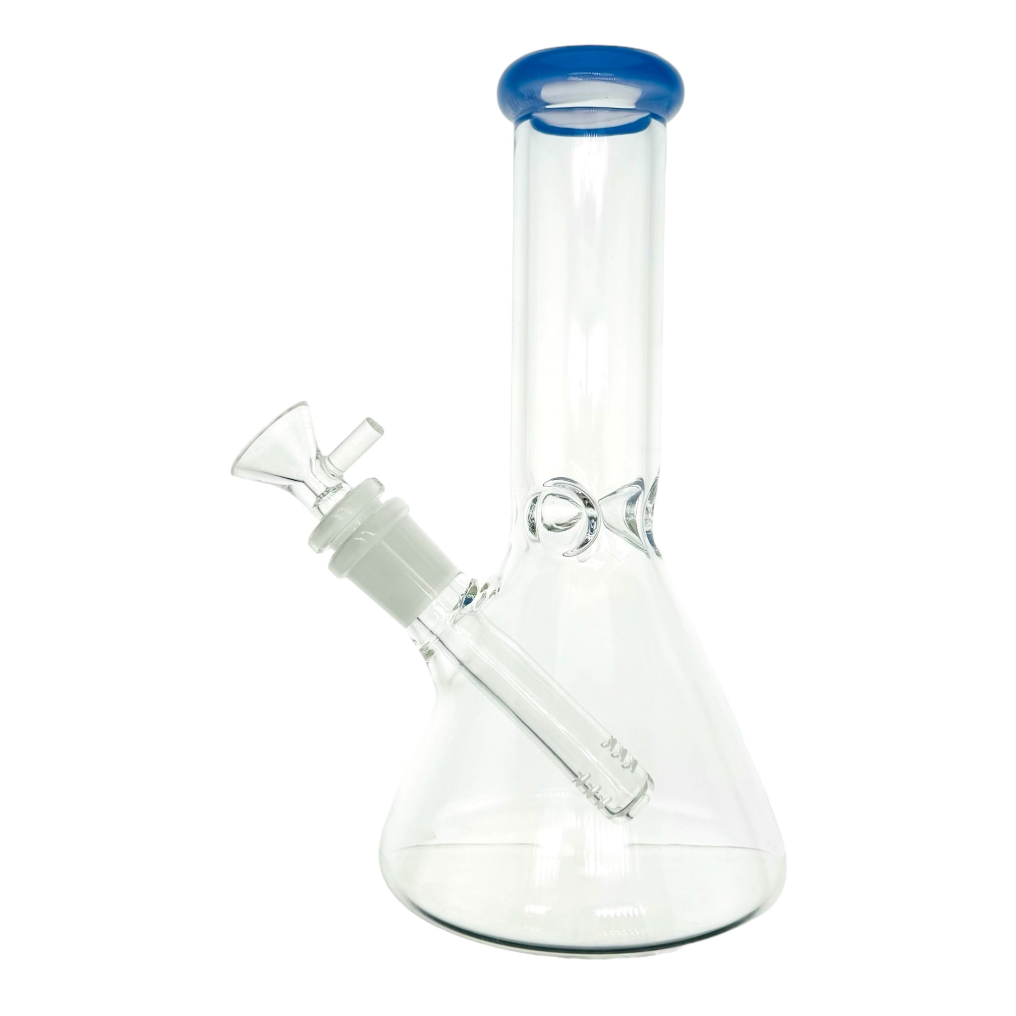 cute and girly small clear bong with periwinkle color top with bowl piece for sale