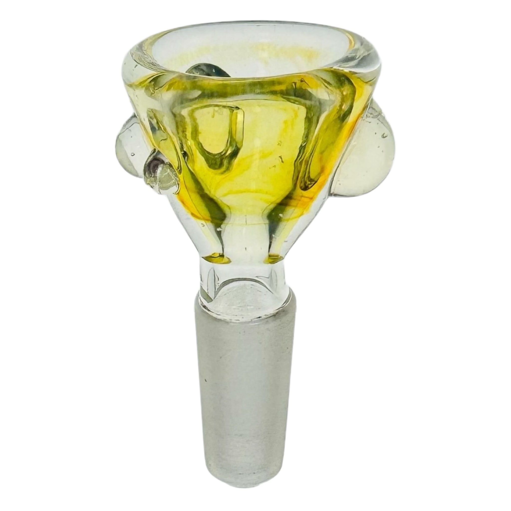 Arko Glass 10mm Flower Bowl Golden Yellow Bowl With Mystic Fume Dots