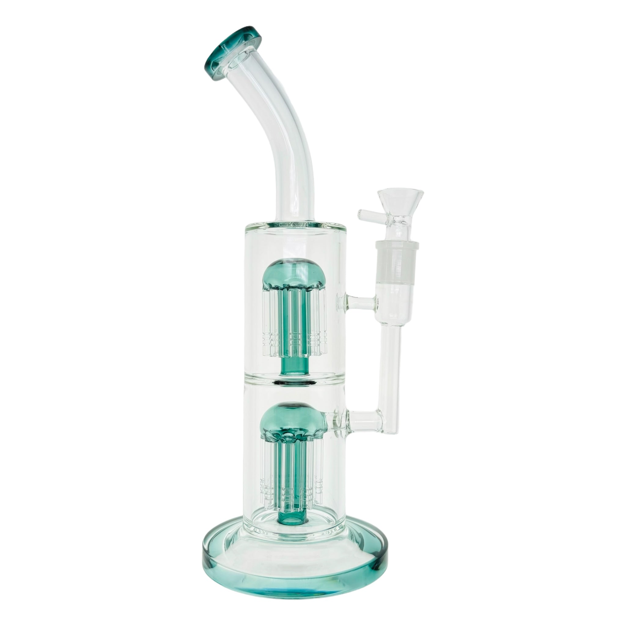 13 Inch Lake Green Inline Bong With Double Tree Percs