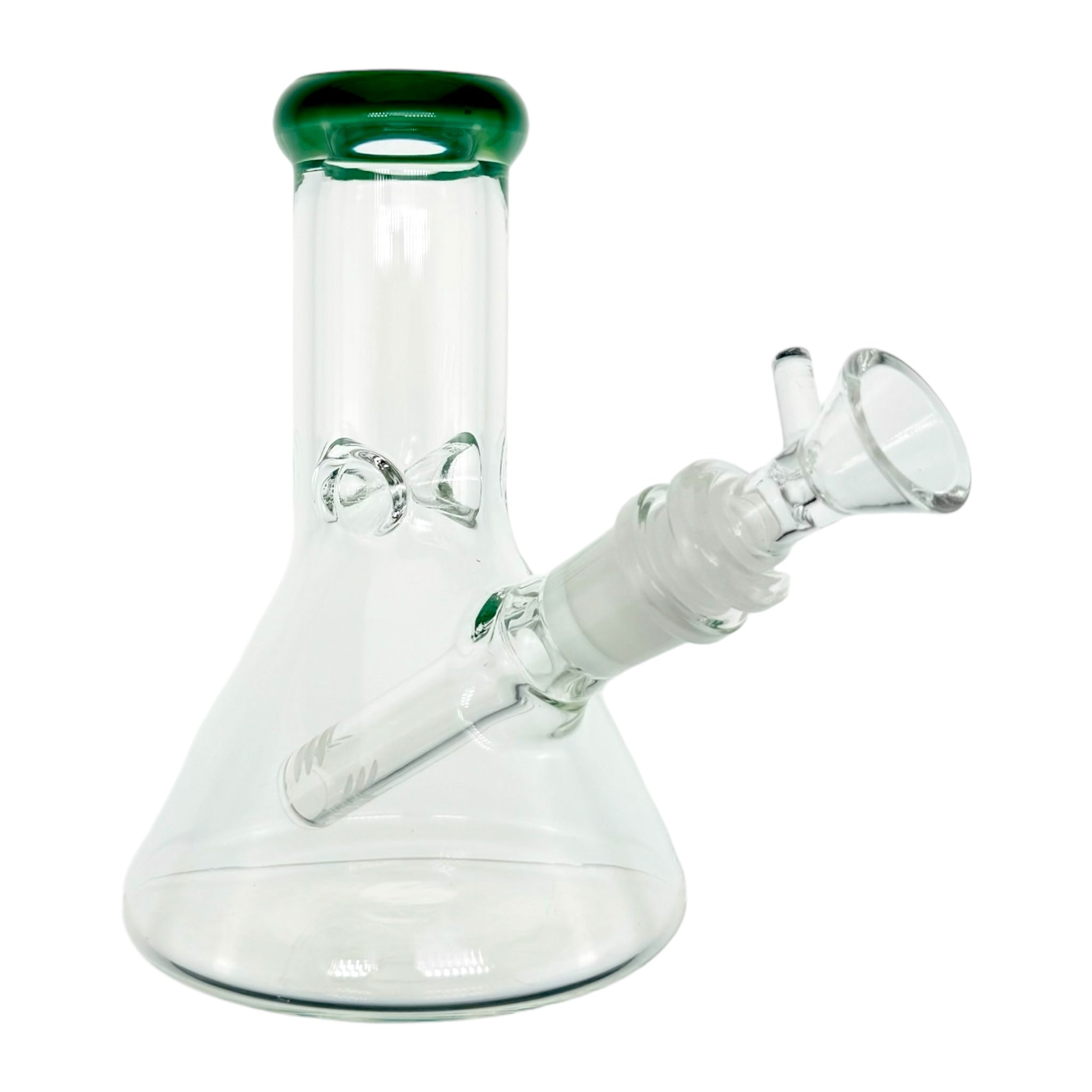 6 Inch Clear Beaker Bong With Jade Green Color Lip