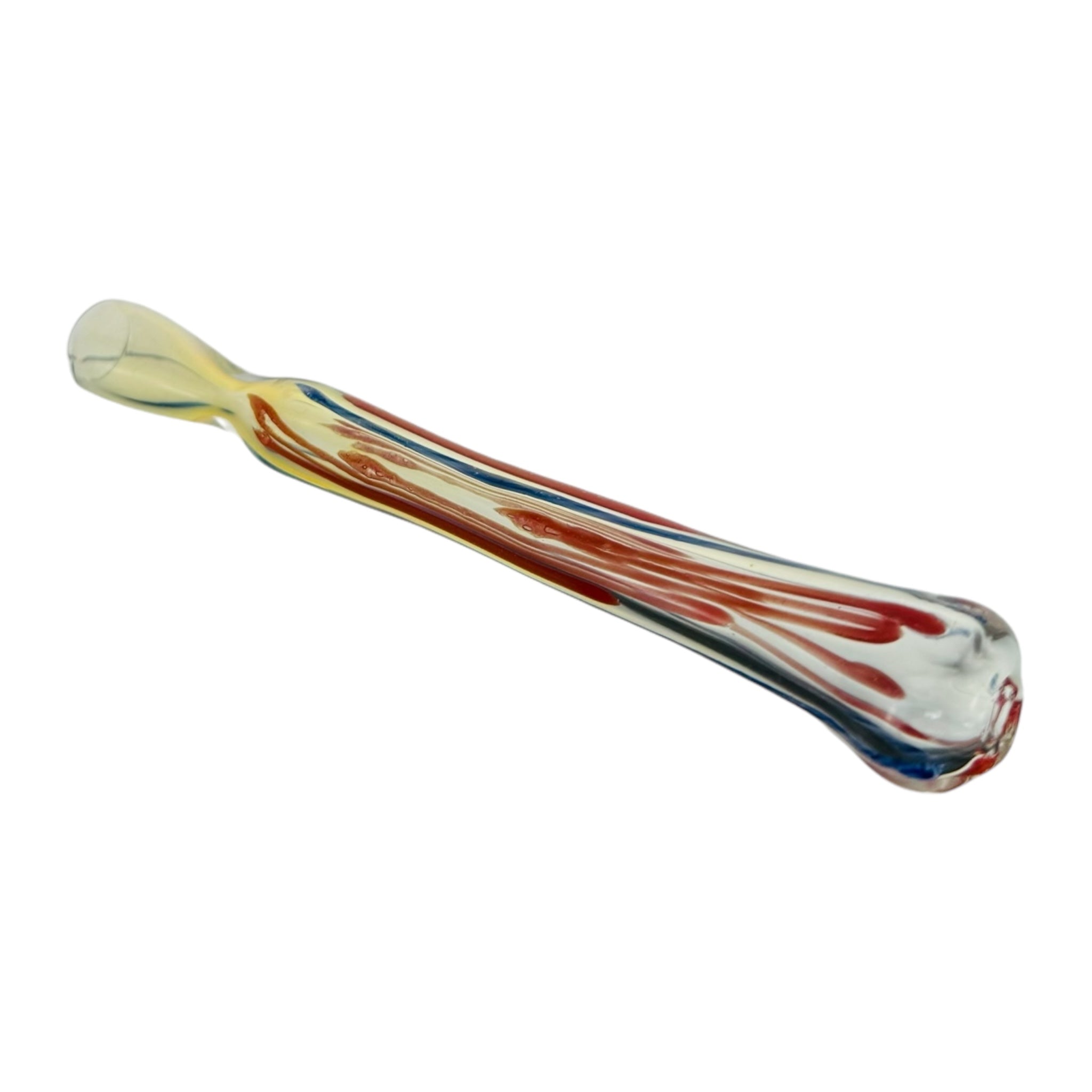 Glass Chillum Pipe - Extra Long Red And Blue Hand Pipe