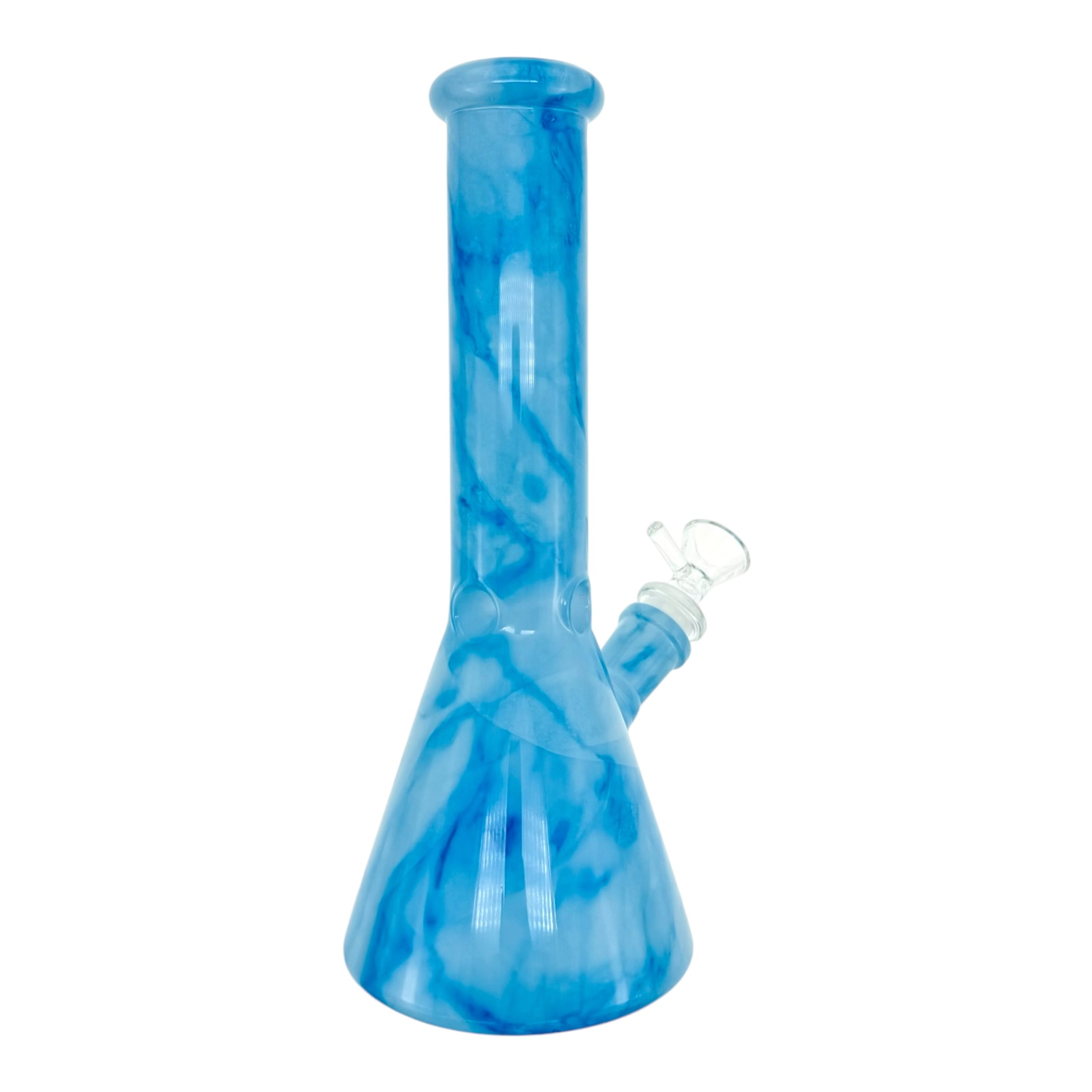 Blue Mystic Marble Beaker Base Glass Bong 10 Inch