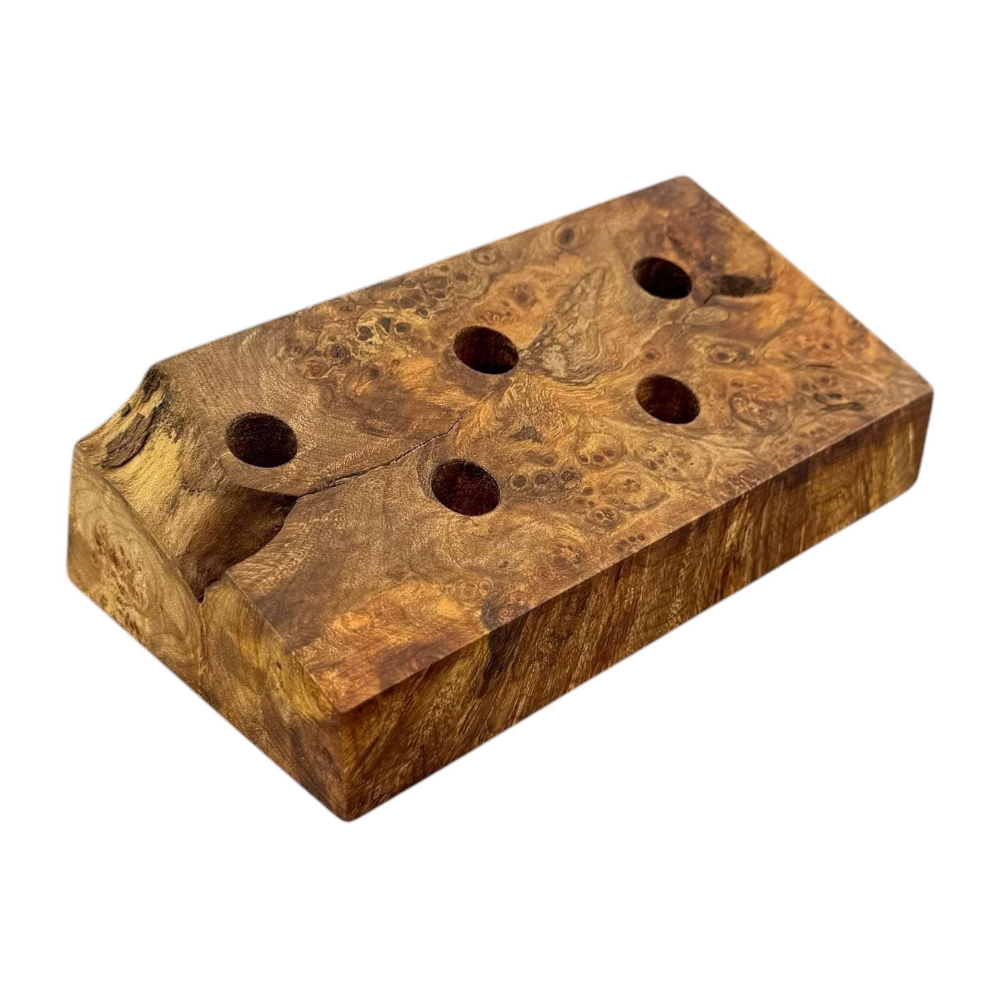 5 Hole Wood Display Stand Holder For 14mm Bong Bowl Pieces Or Quartz Bangers - Maple Burl