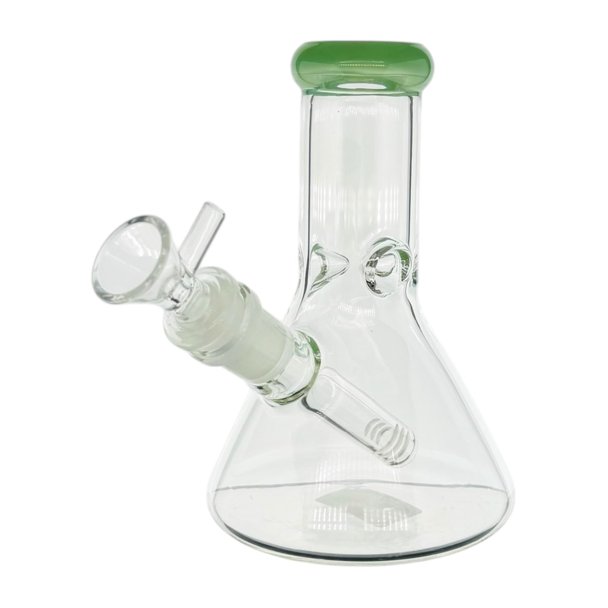 6 Inch Clear Beaker Bong With Sea Foam Green Color Lip