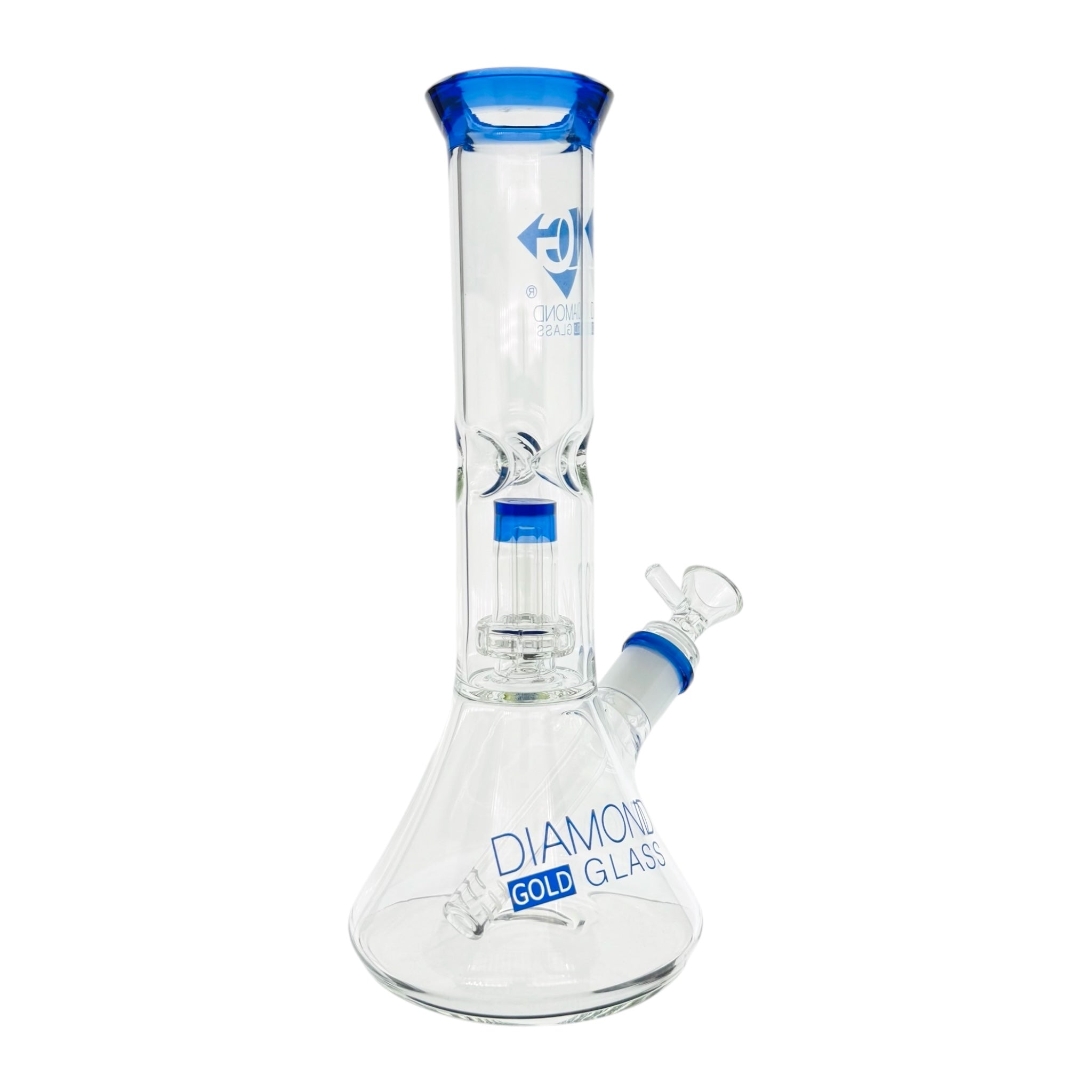 Diamond Glass Bong - Blue 11 Inch Beaker Bong With Multi Slit Disc Perc